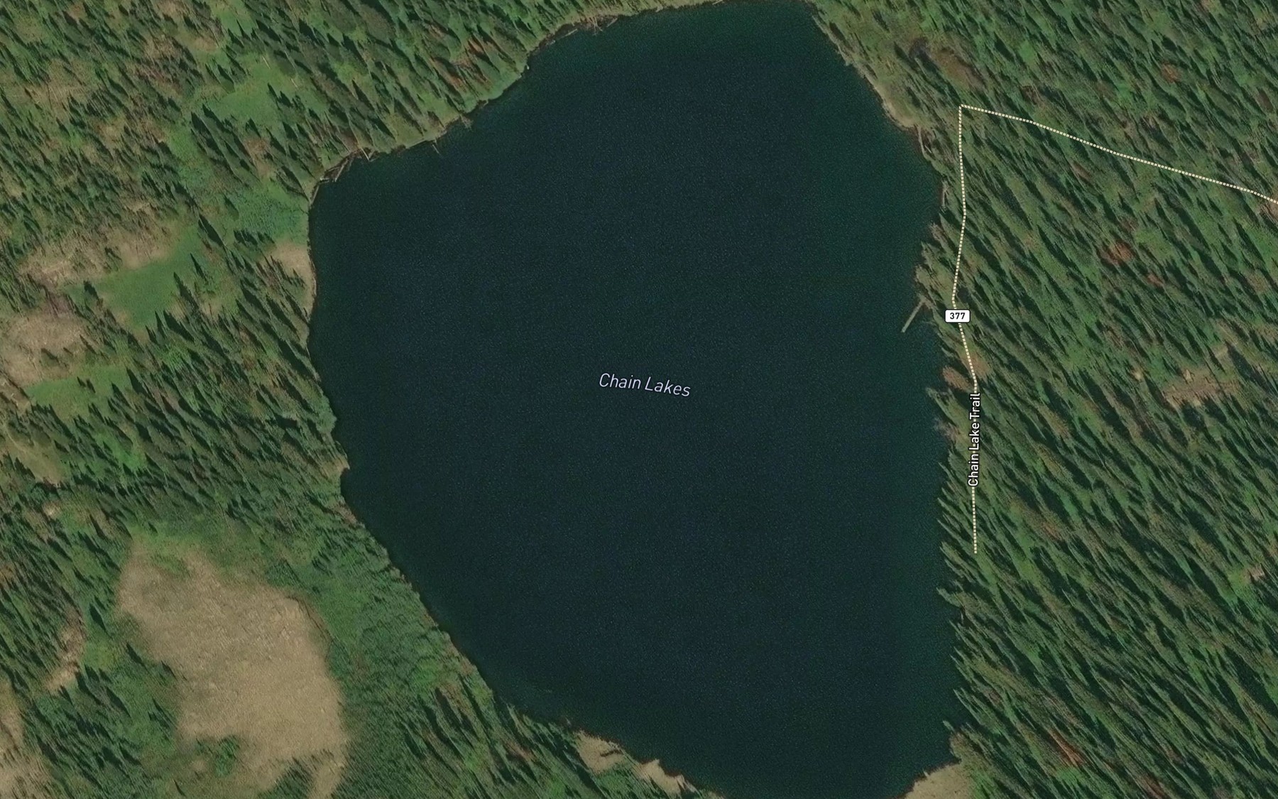 Satellite map of the Chain Lakes