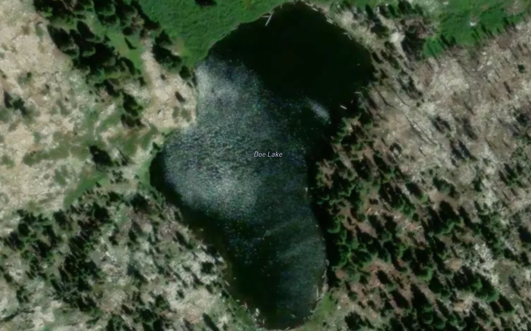 Satellite map of the Doe Lake