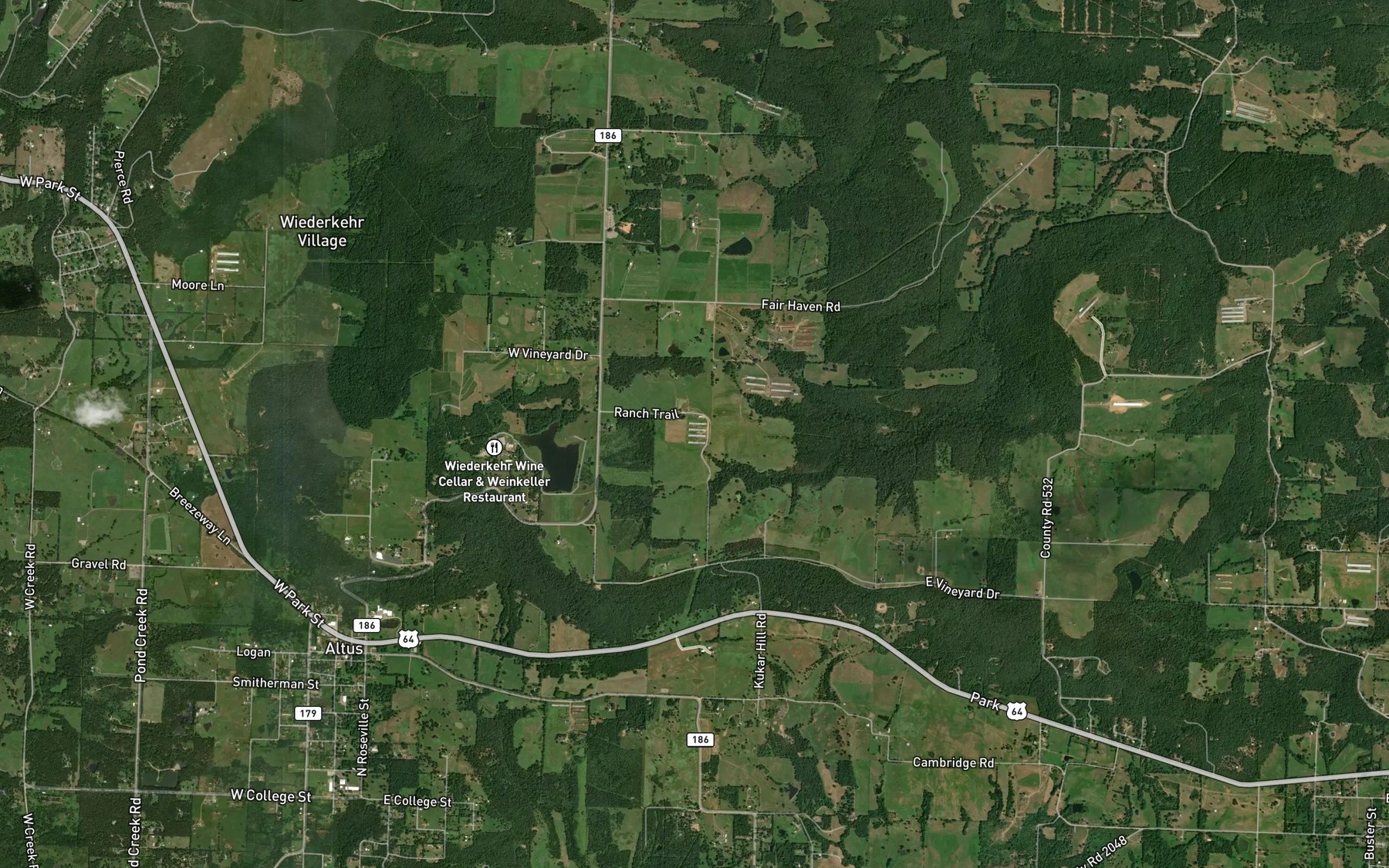 Satellite map of the Swiss Family Vineyards Reservoir