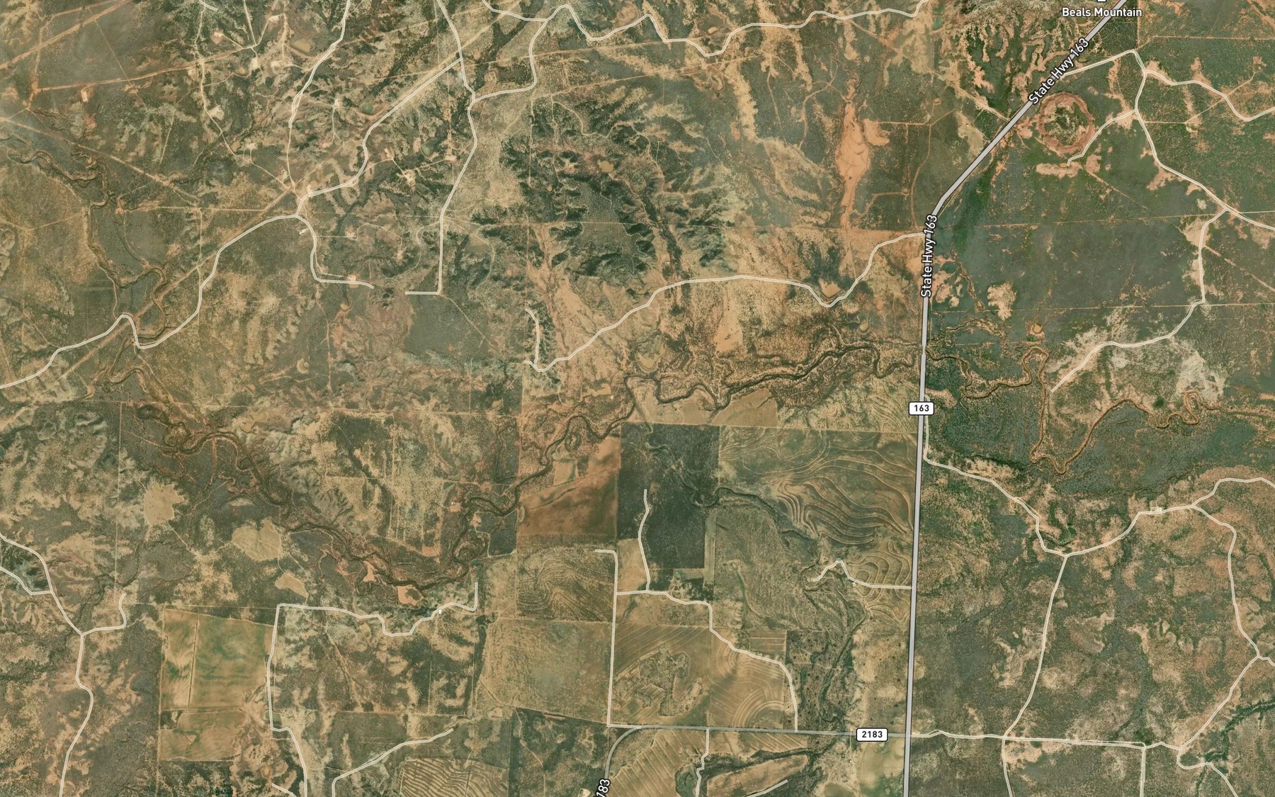 Satellite map of the Hackberry Creek