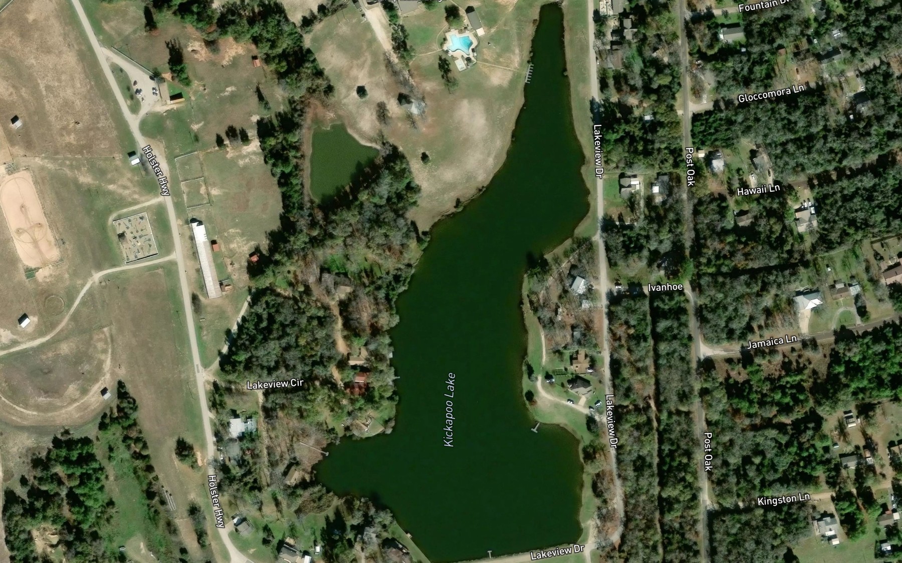 Satellite map of the Kickapoo Lake