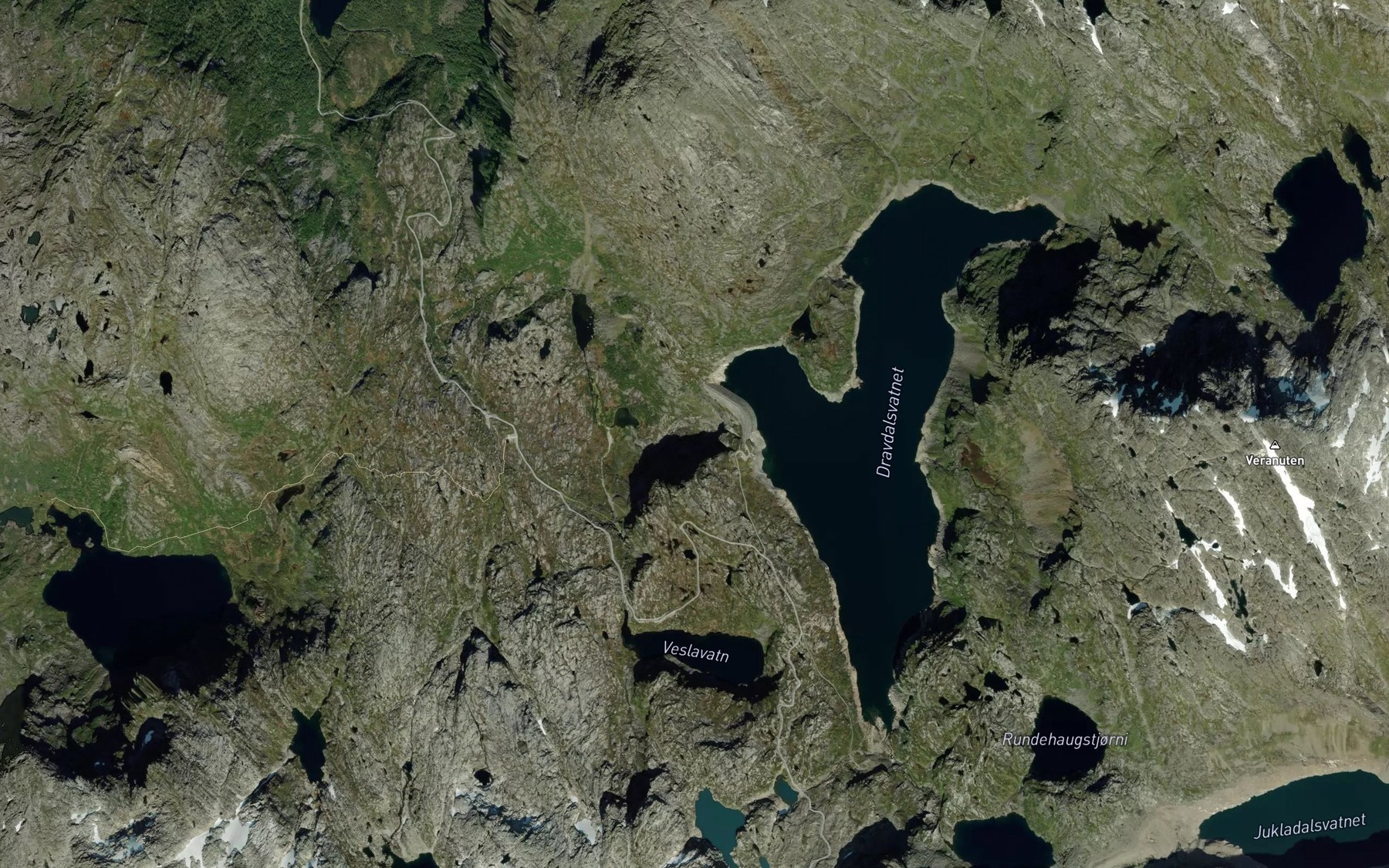 Satellite map of the Dravladalsfossen