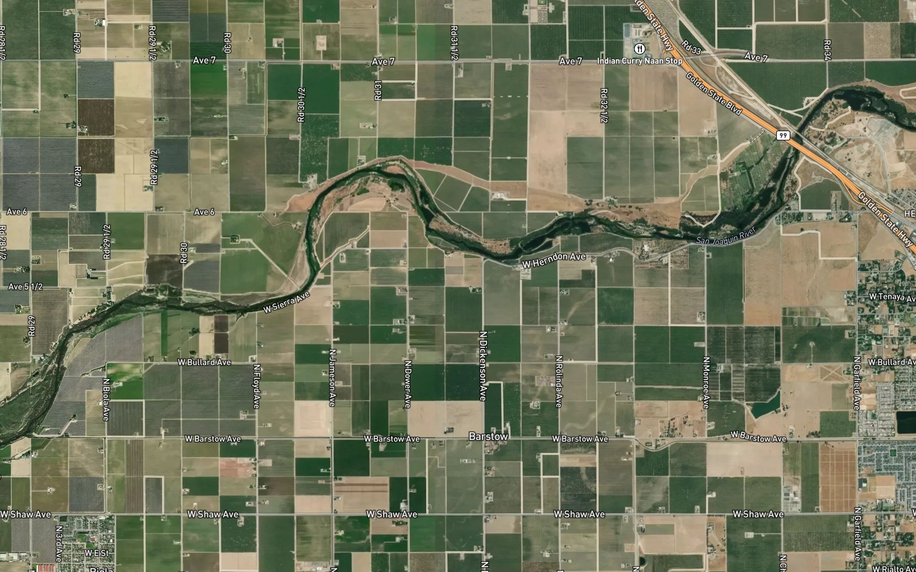 Satellite map of the Barcus Ditch