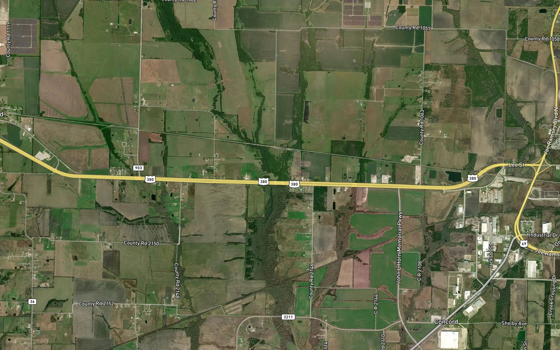 Satellite map of the McWright Branch