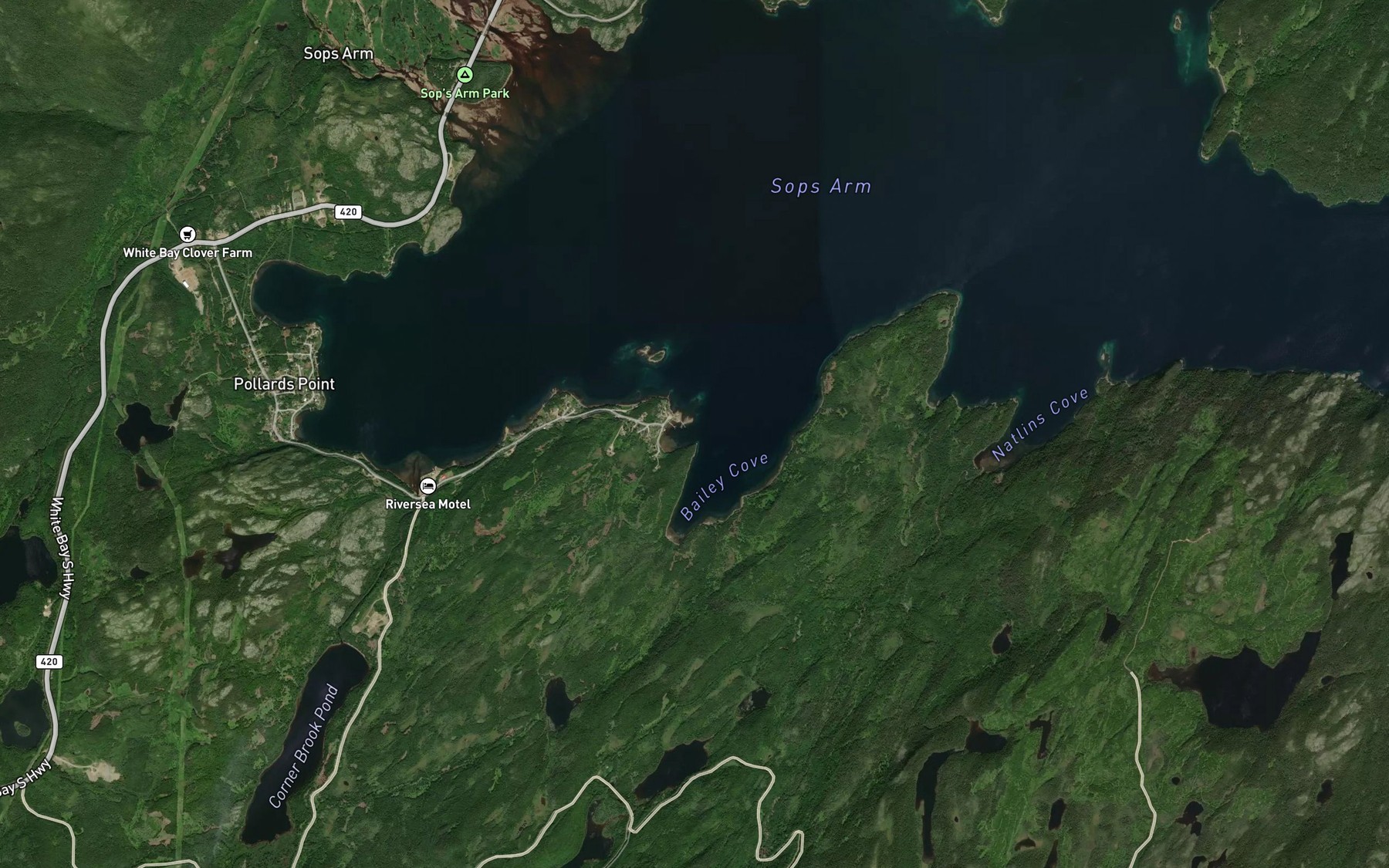 Satellite map of the Gooseberry Cove
