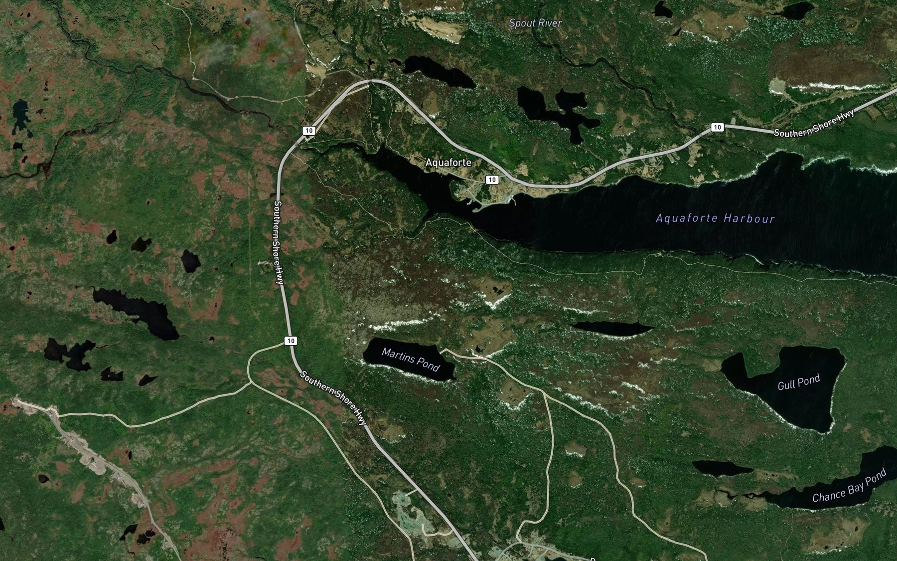 Satellite map of the White Horse Cove River