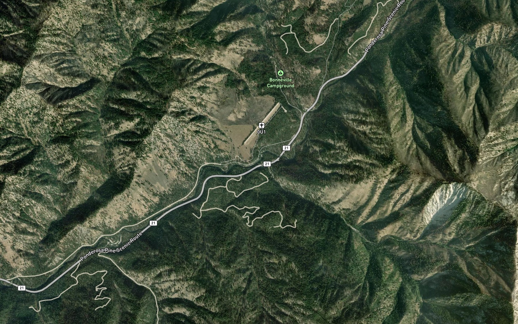 Satellite map of the Chapman Creek