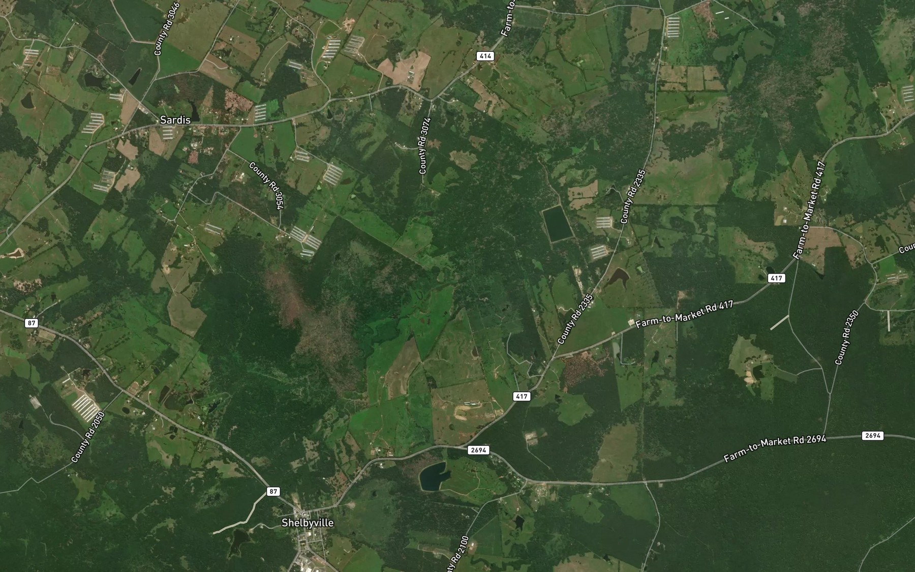 Satellite map of the Town Creek