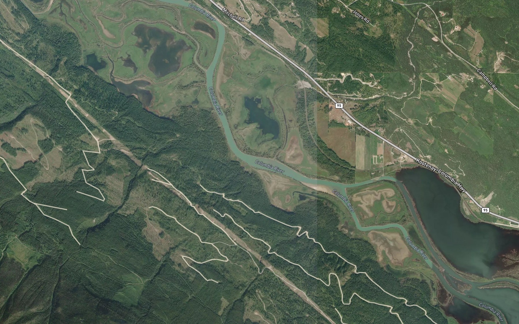 Satellite map of the Birchlands Creek