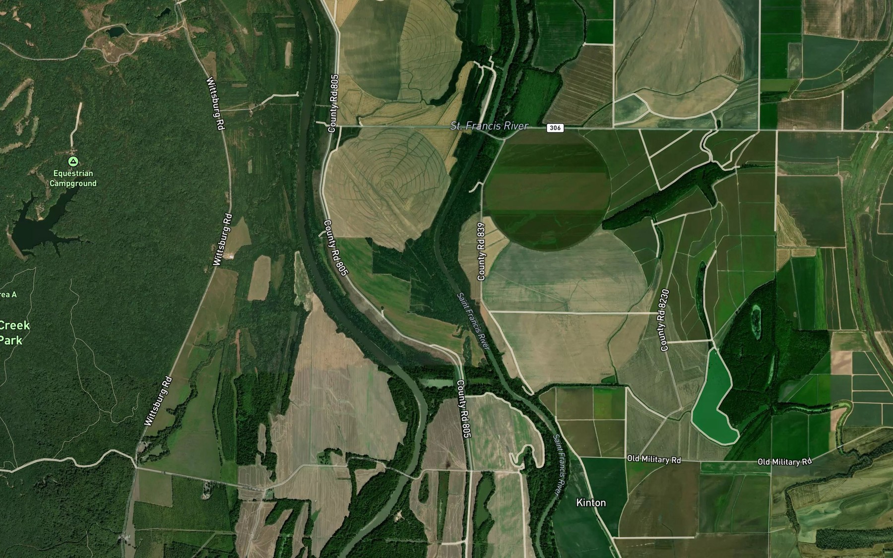 Satellite map of the Allens Lake