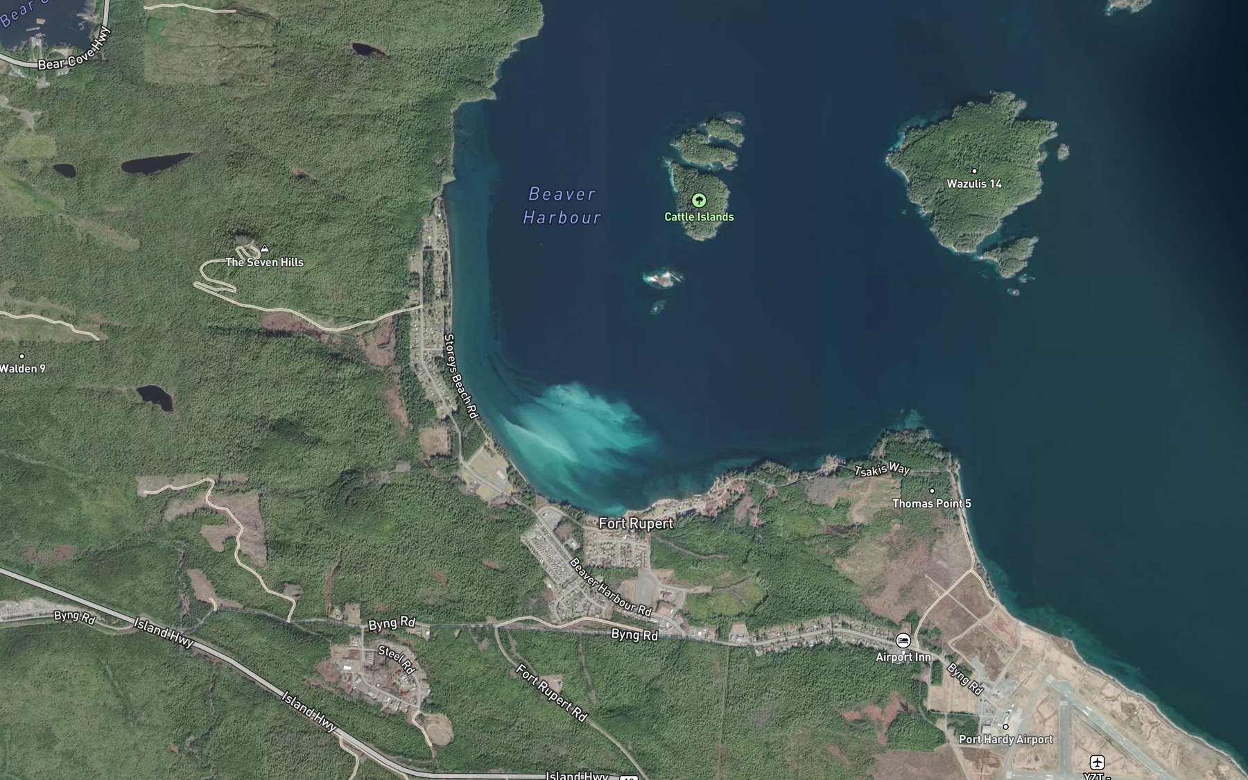 Satellite map of the Beaver Harbour
