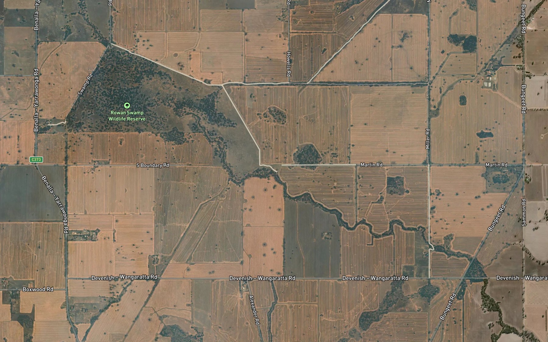Satellite map of the Back Creek