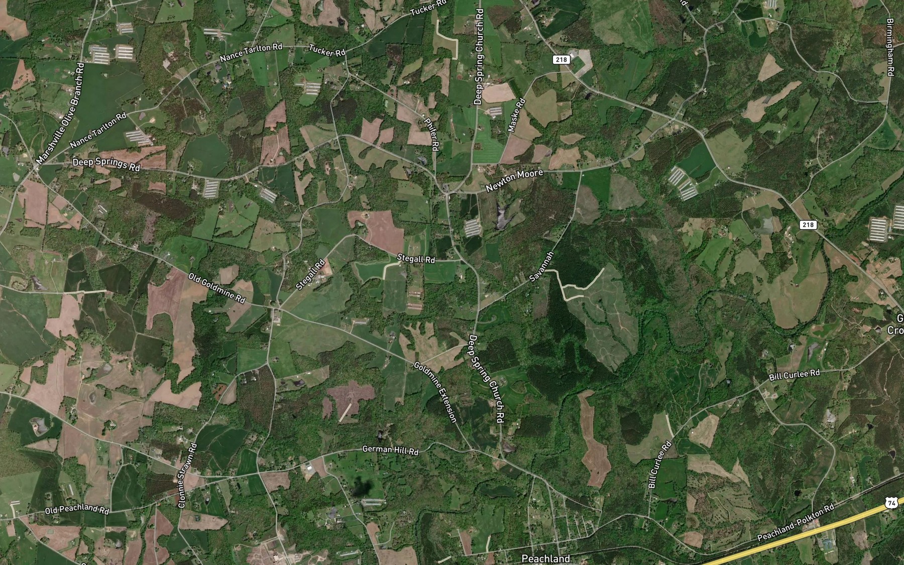 Satellite map of the Mile Branch