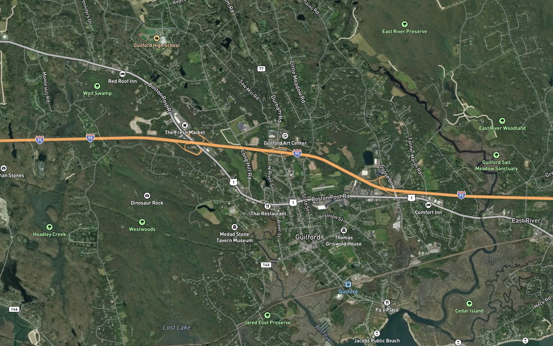 Satellite map of the Town Millpond