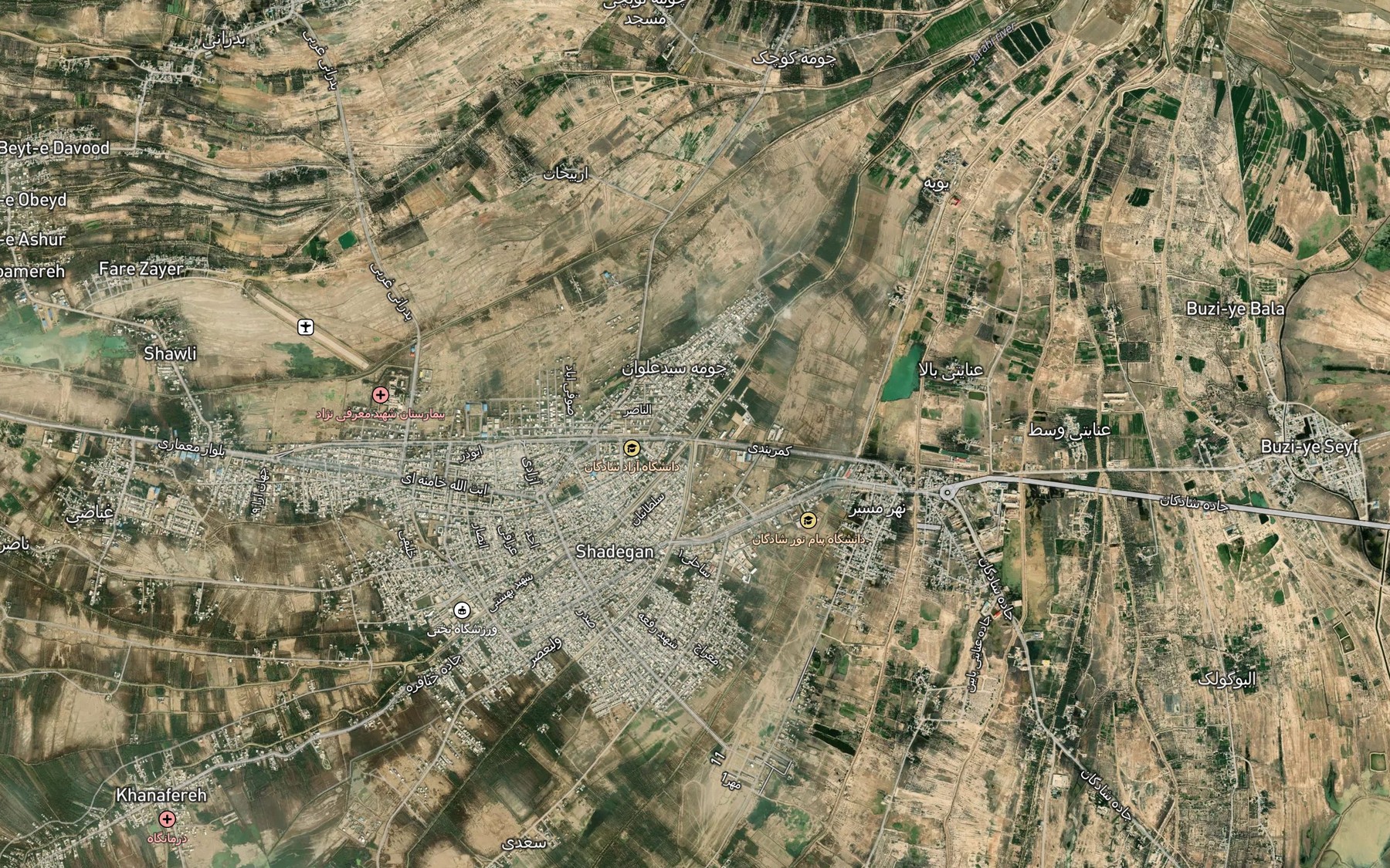 Satellite map of the Rudkhaneh-ye Jarrahi