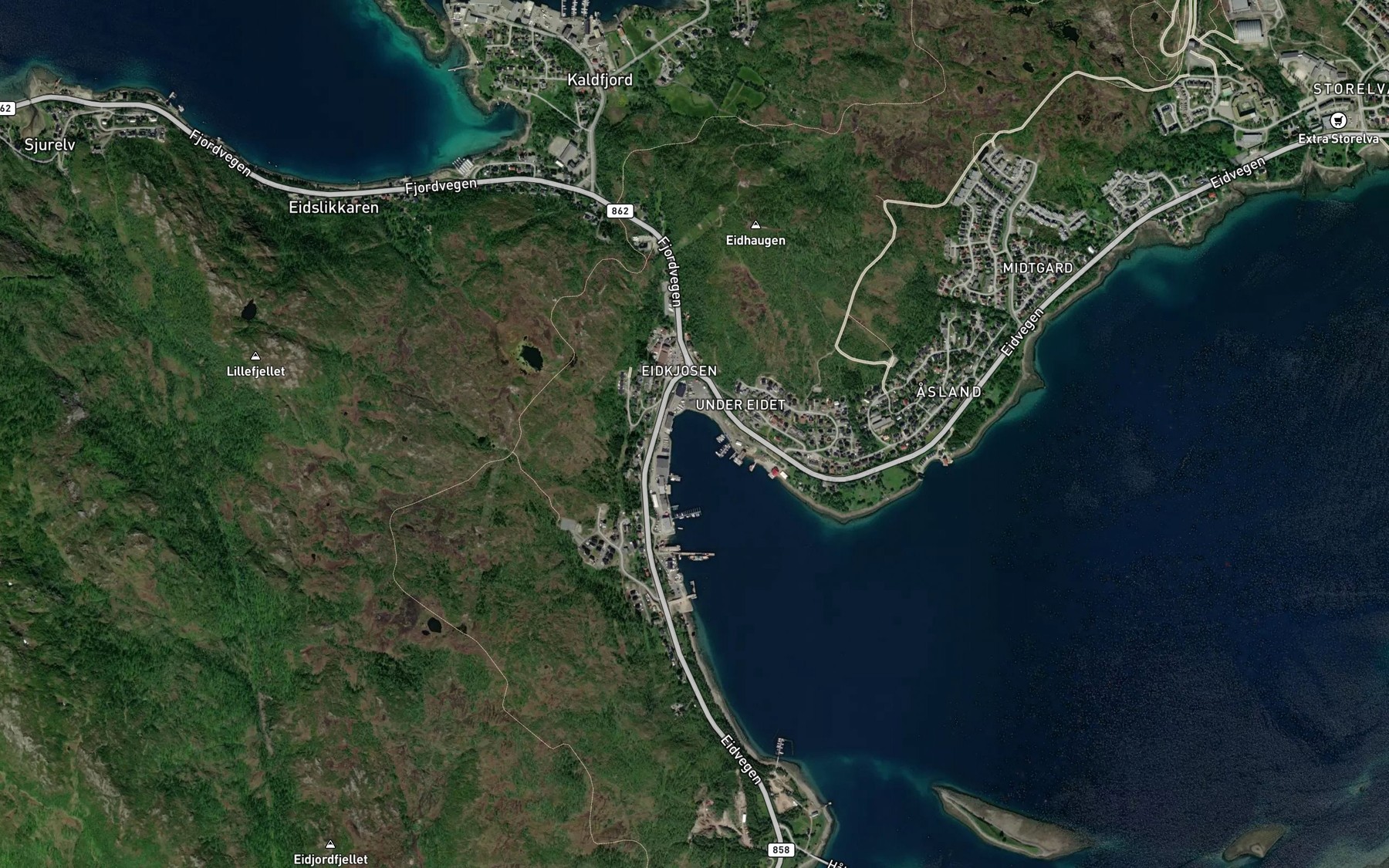 Satellite map of the Eidkjosen