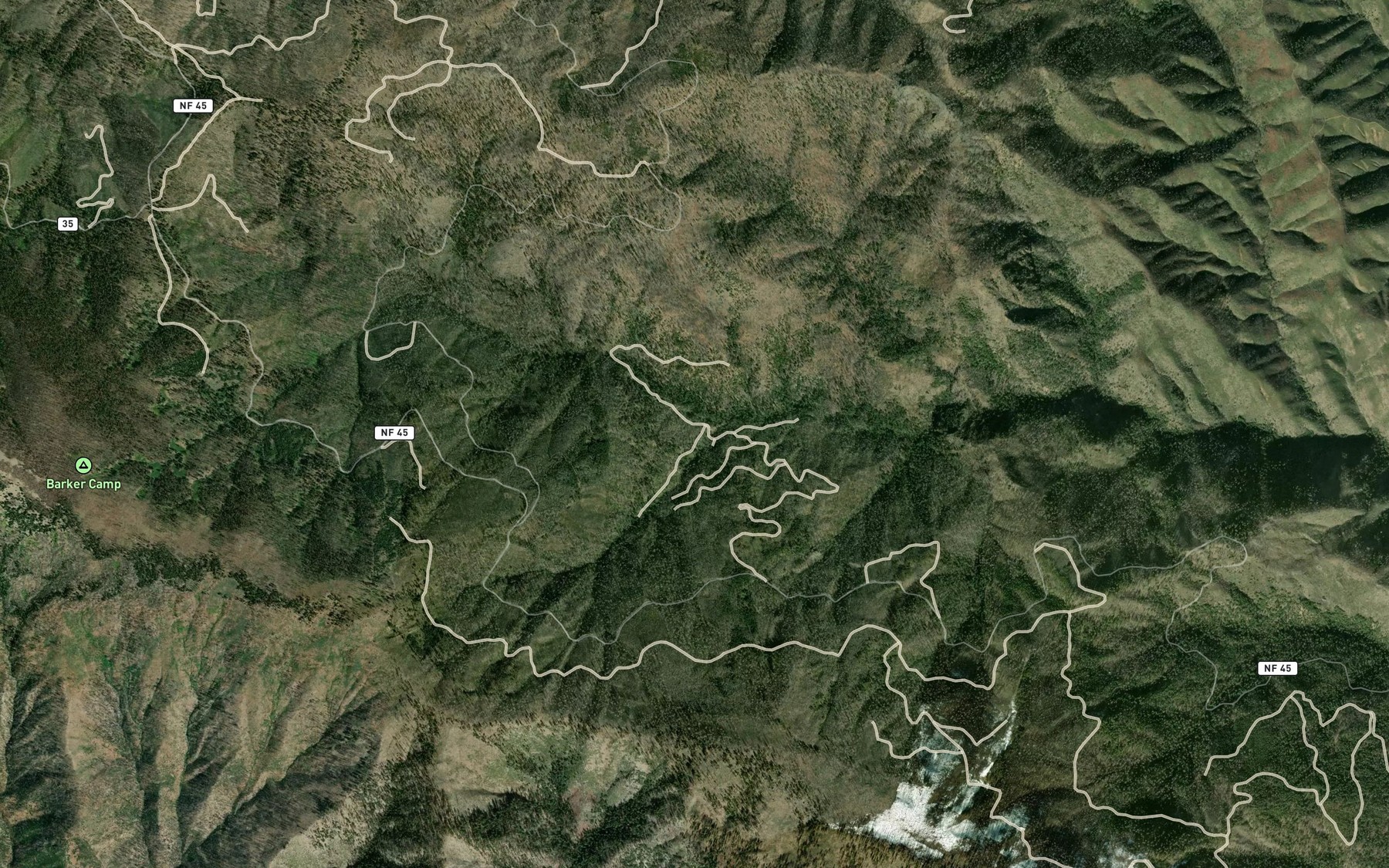 Satellite map of the Jones Camp Creek