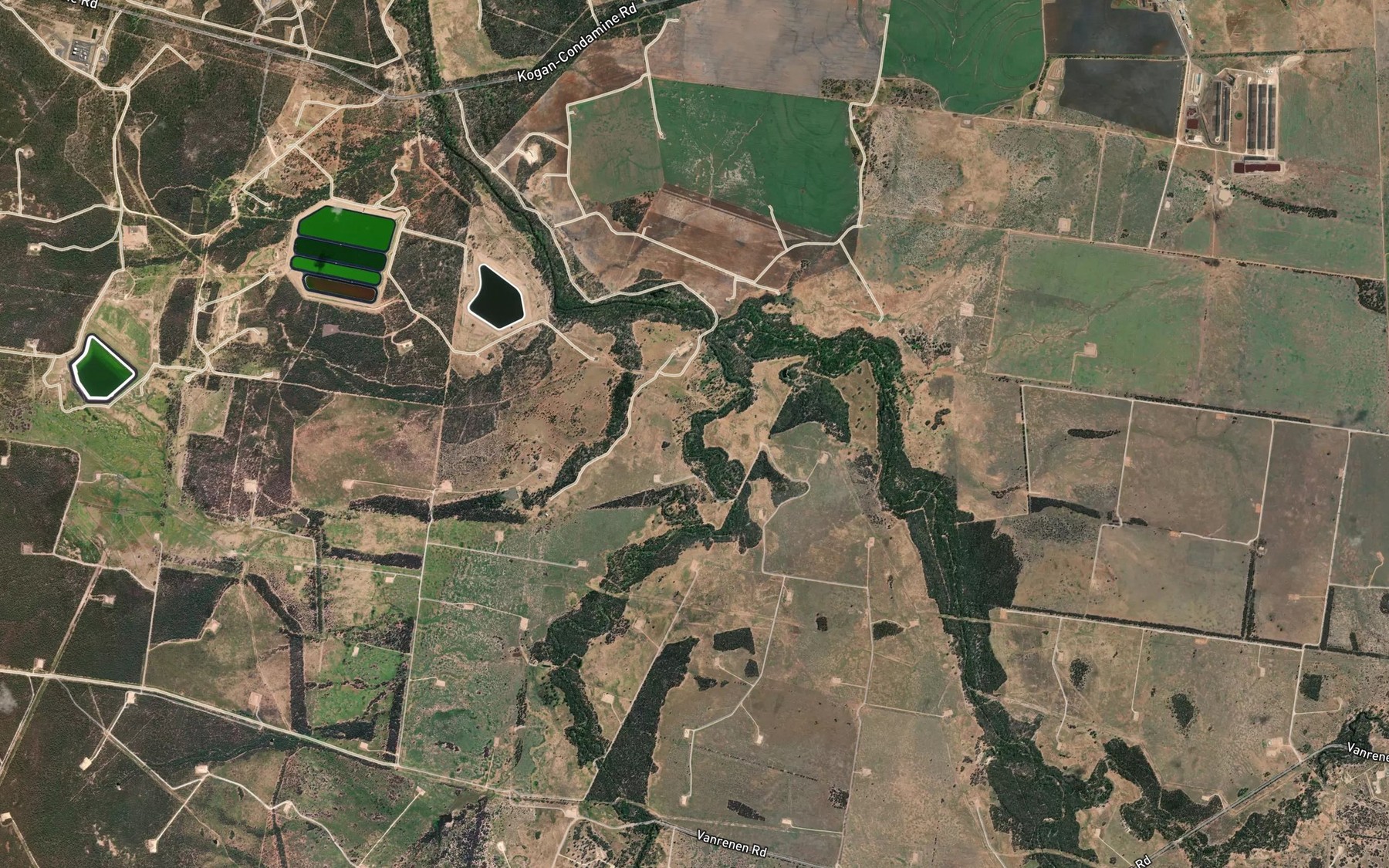Satellite map of the Wieambilla Creek