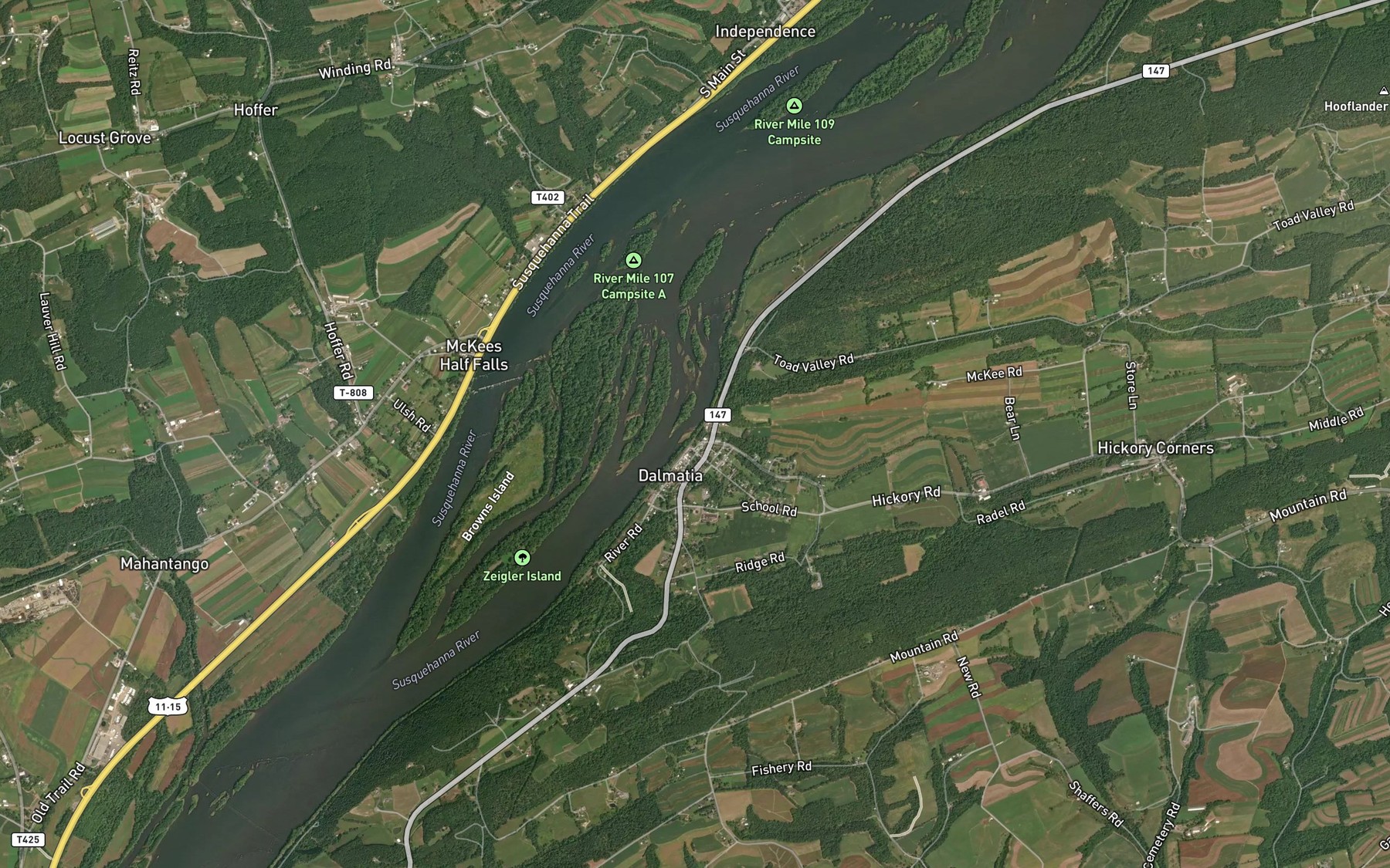 Satellite map of the Dalmatia Creek