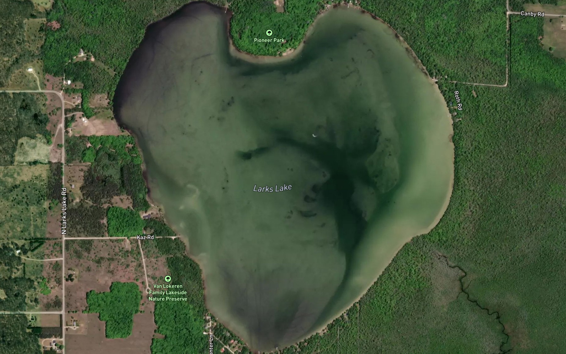 Satellite map of the Larks Lake