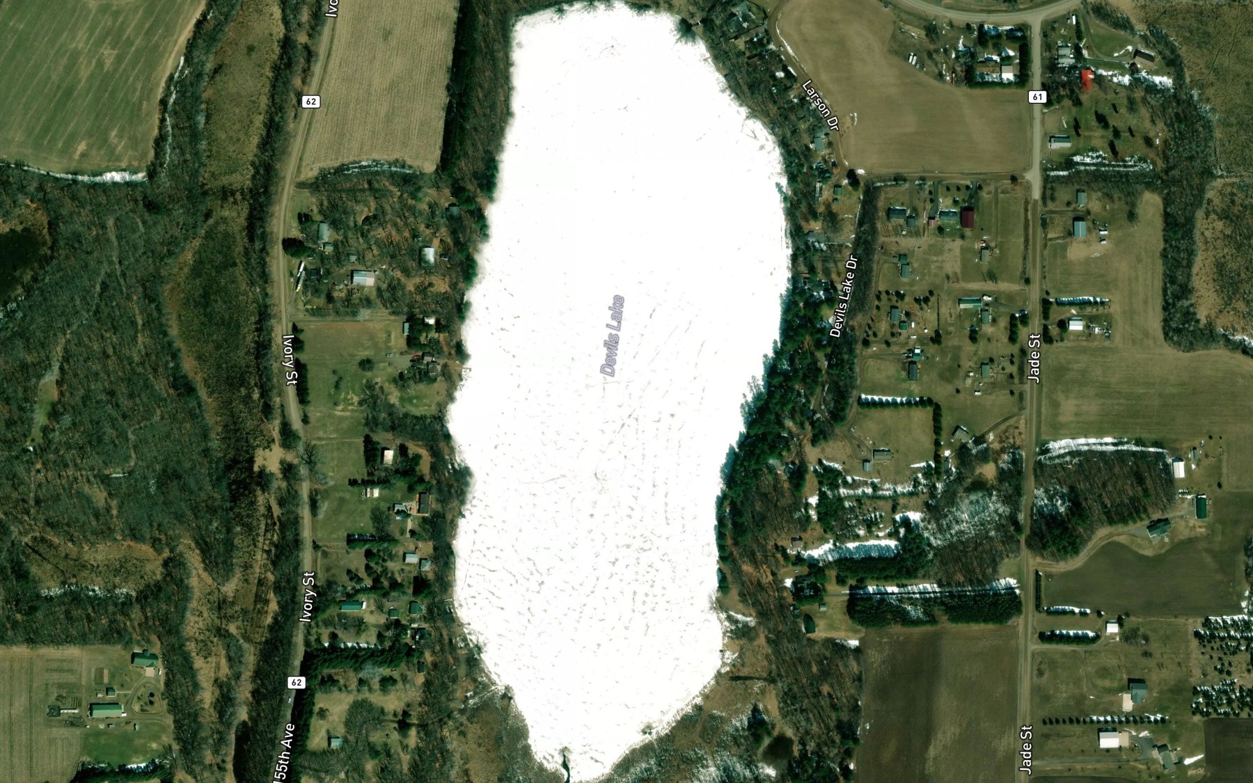 Satellite map of the Devils Lake