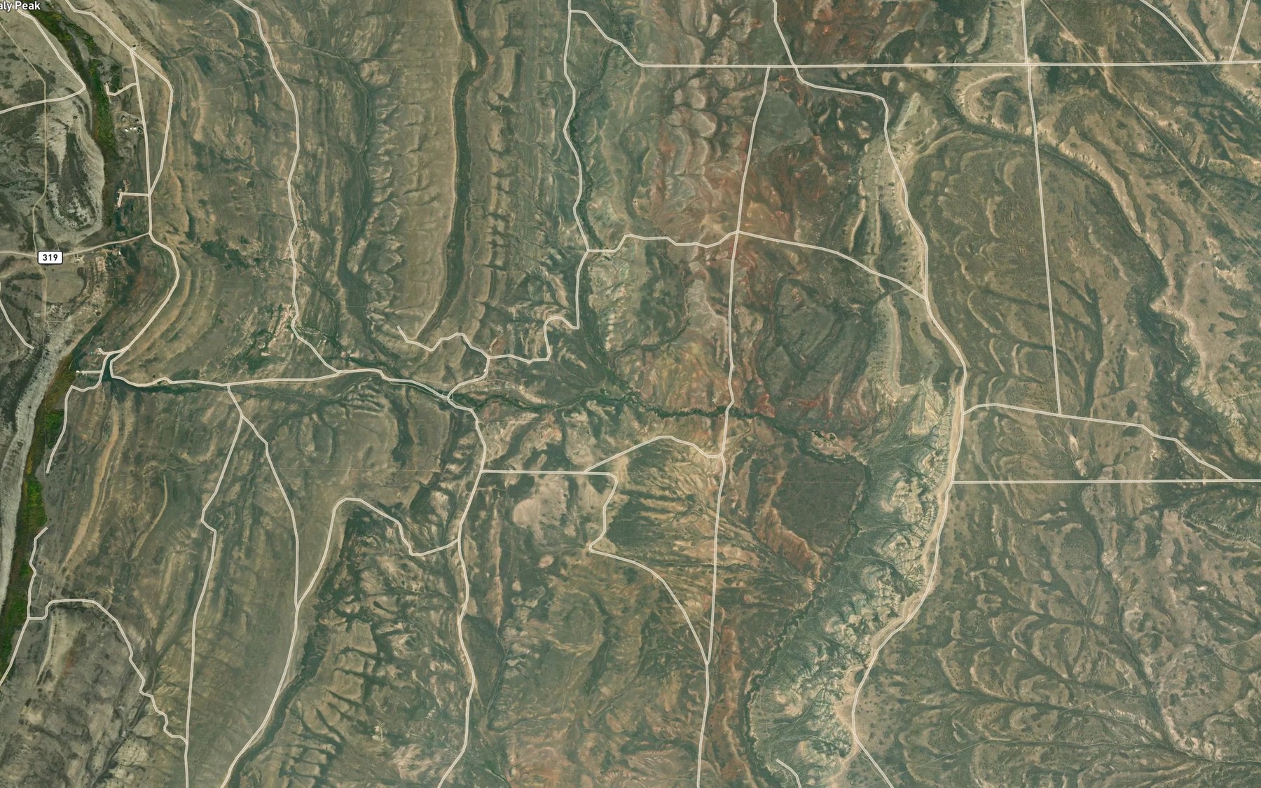 Satellite map of the North Fork Alkali Creek
