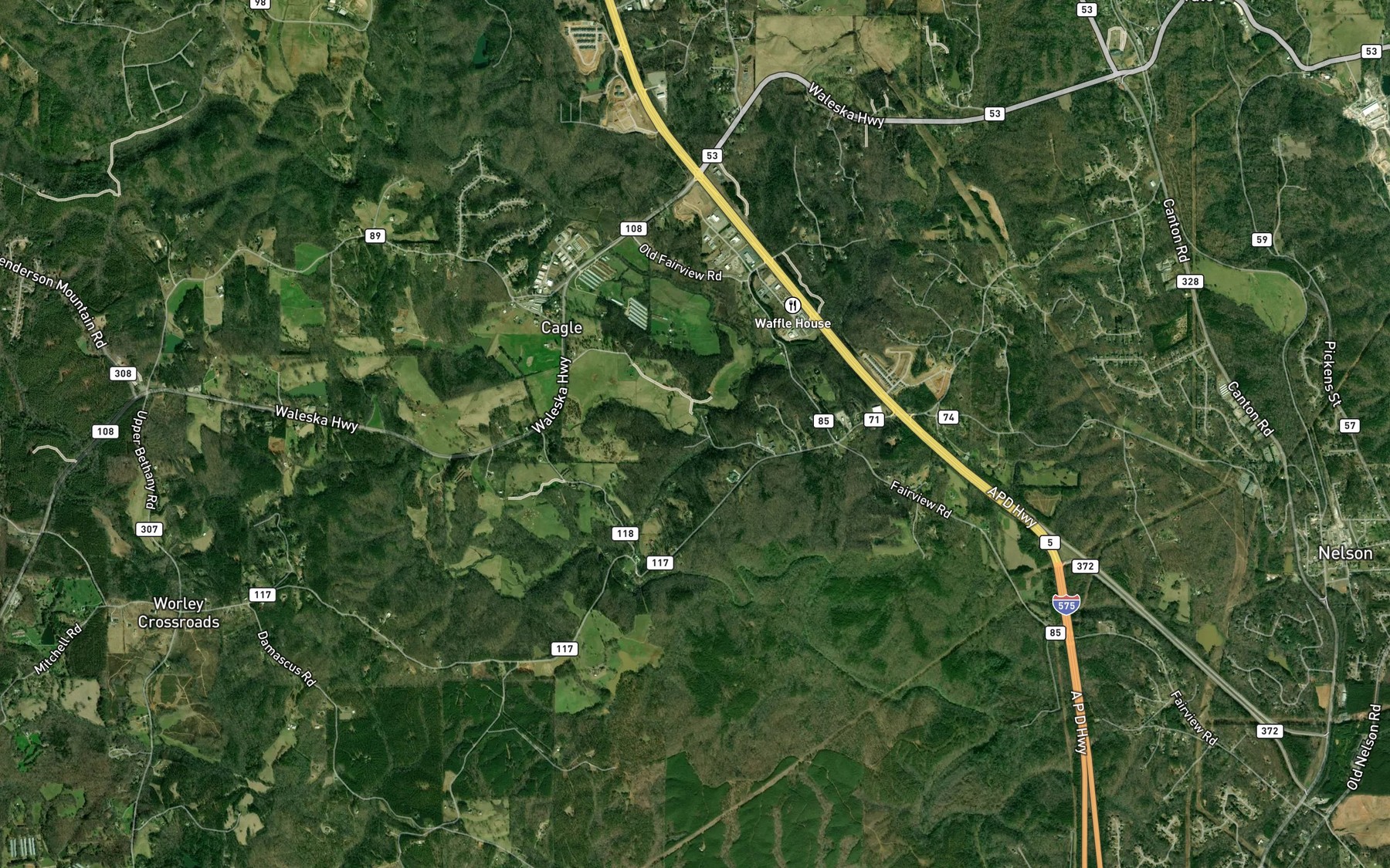 Satellite map of the Cagle Branch