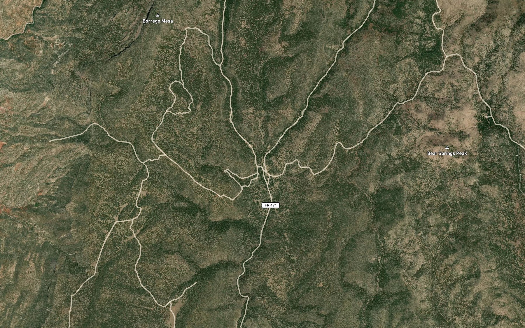 Satellite map of the West Fork Borrego Canyon