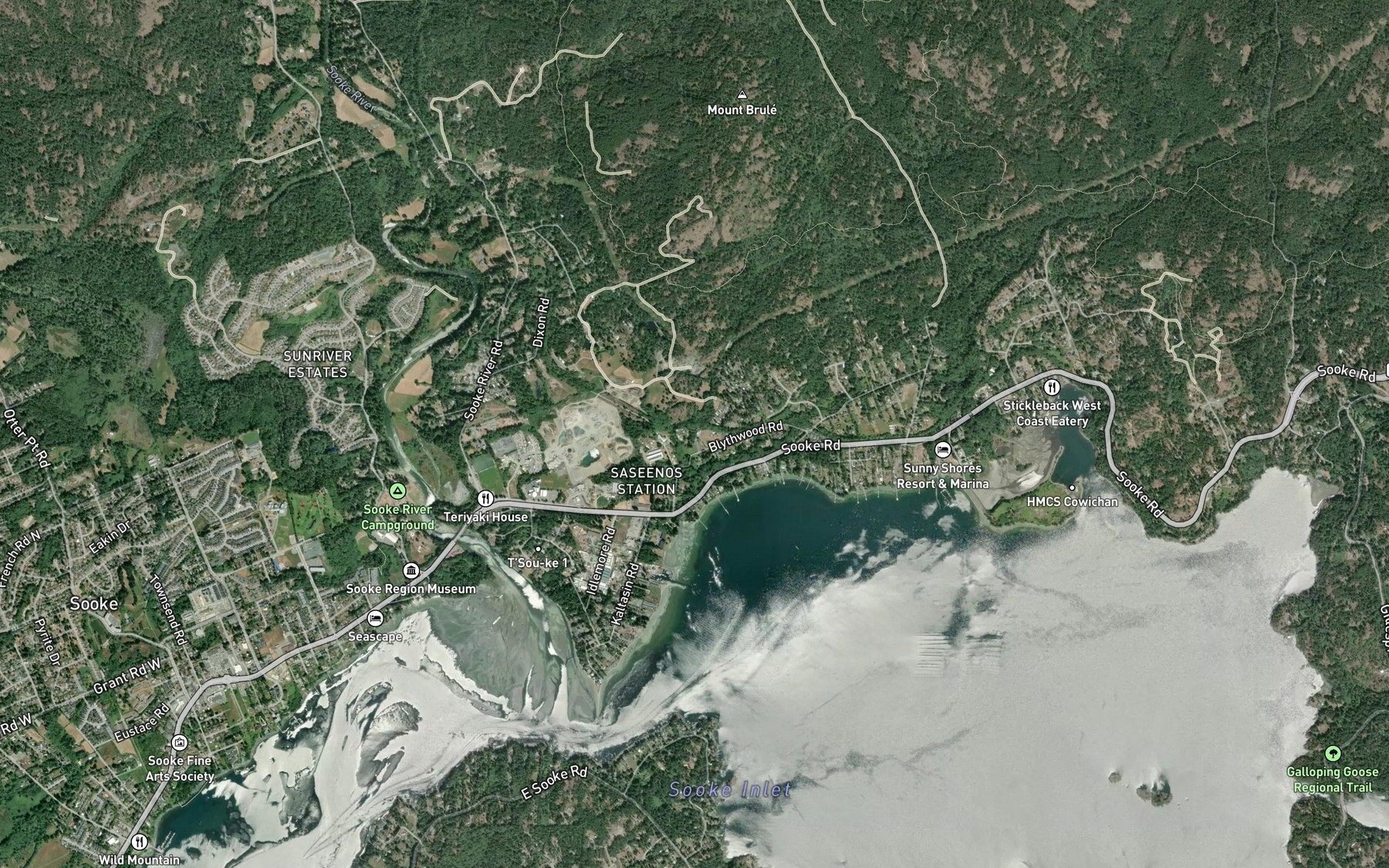 Satellite map of the Lannon Creek