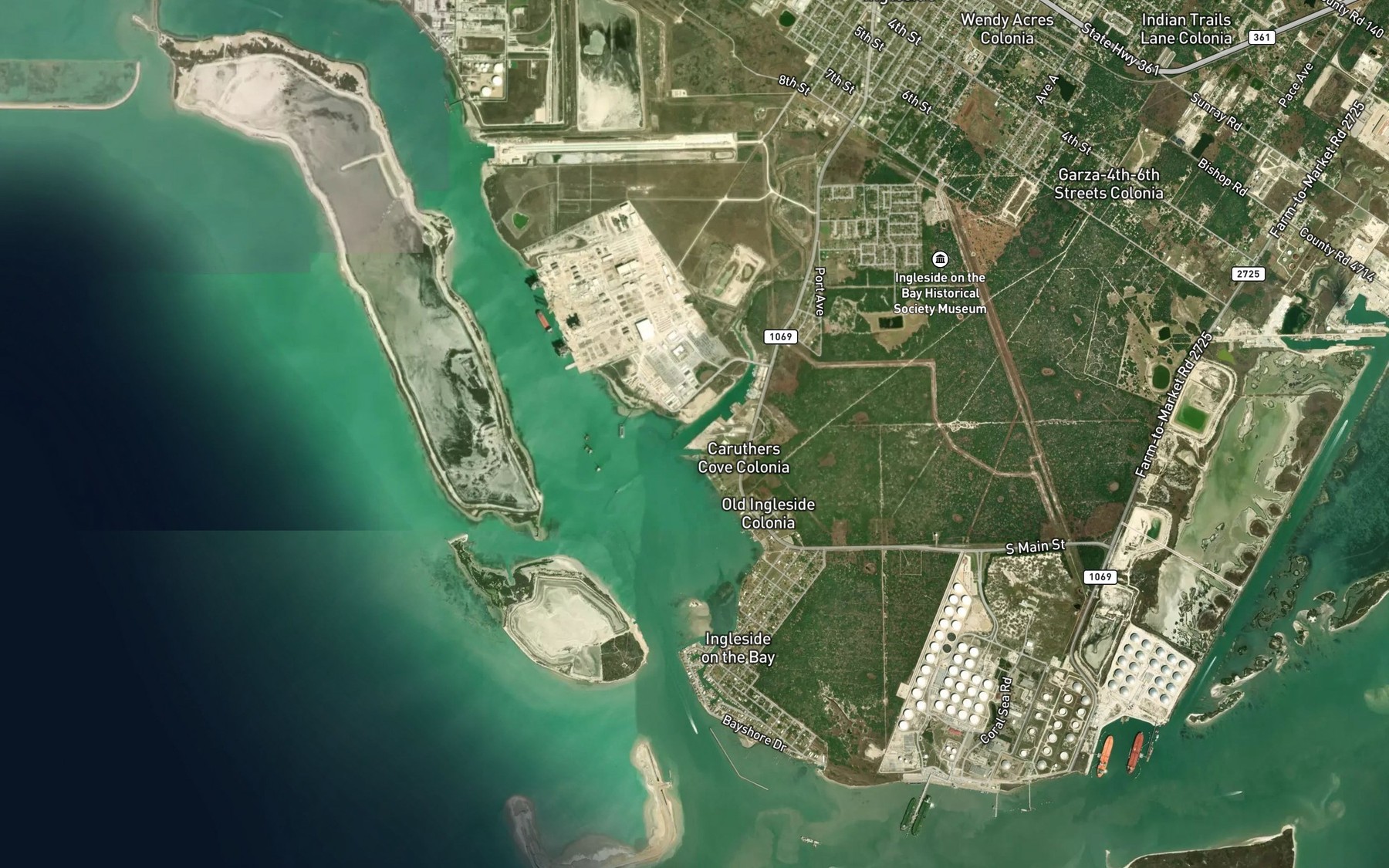 Satellite map of the Kinney Bayou