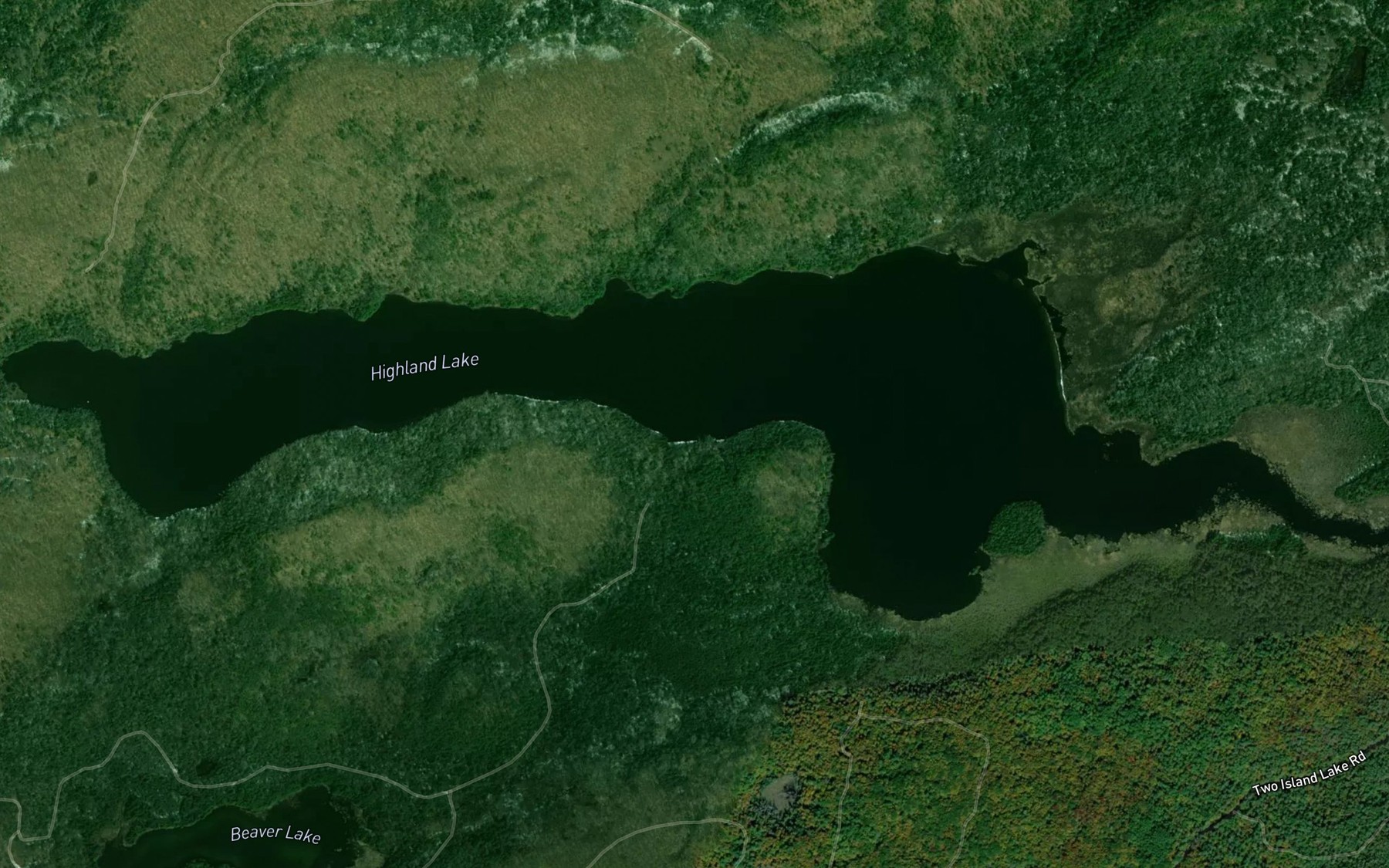 Satellite map of the Highland Lake