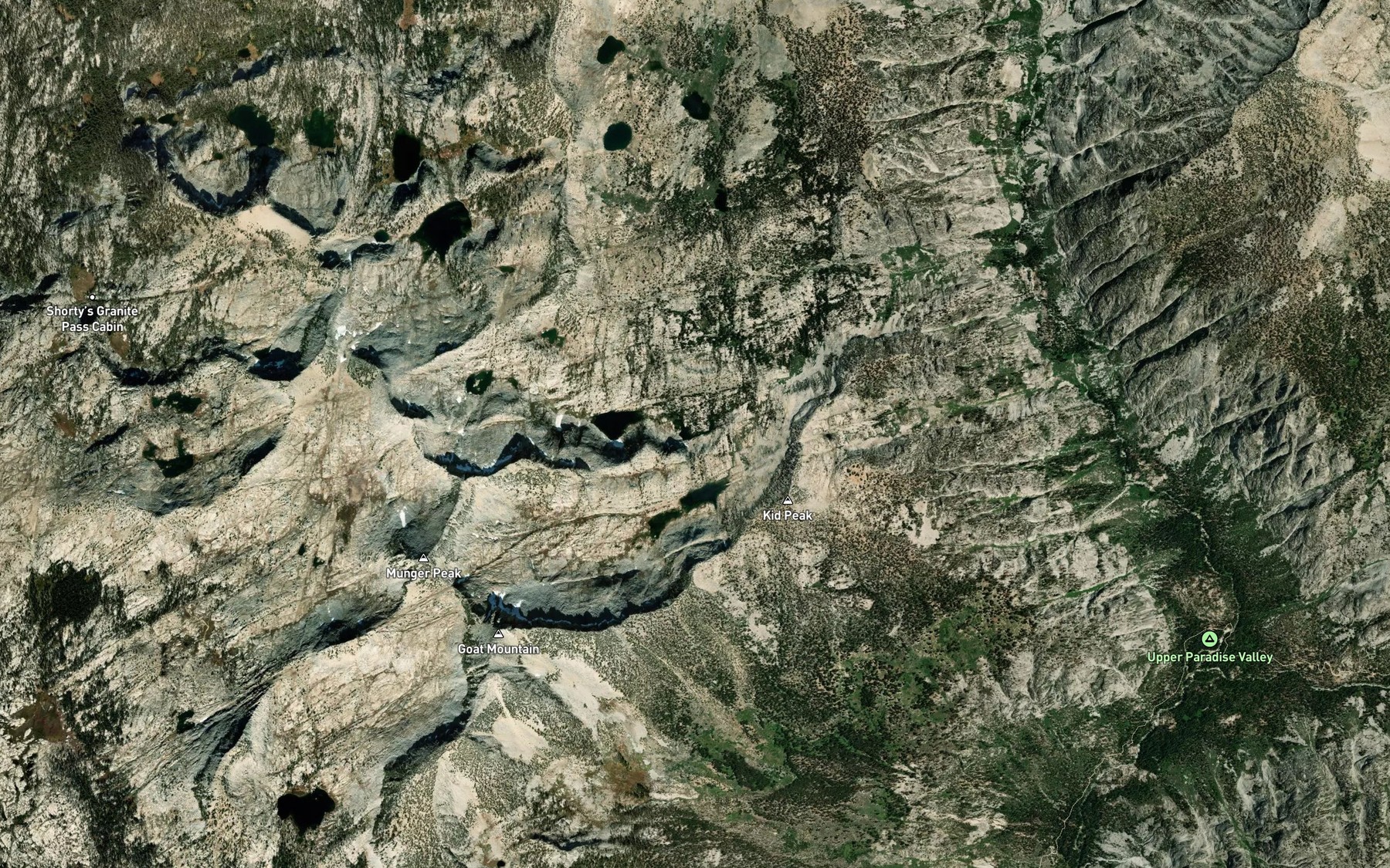 Satellite map of the Kid Lakes