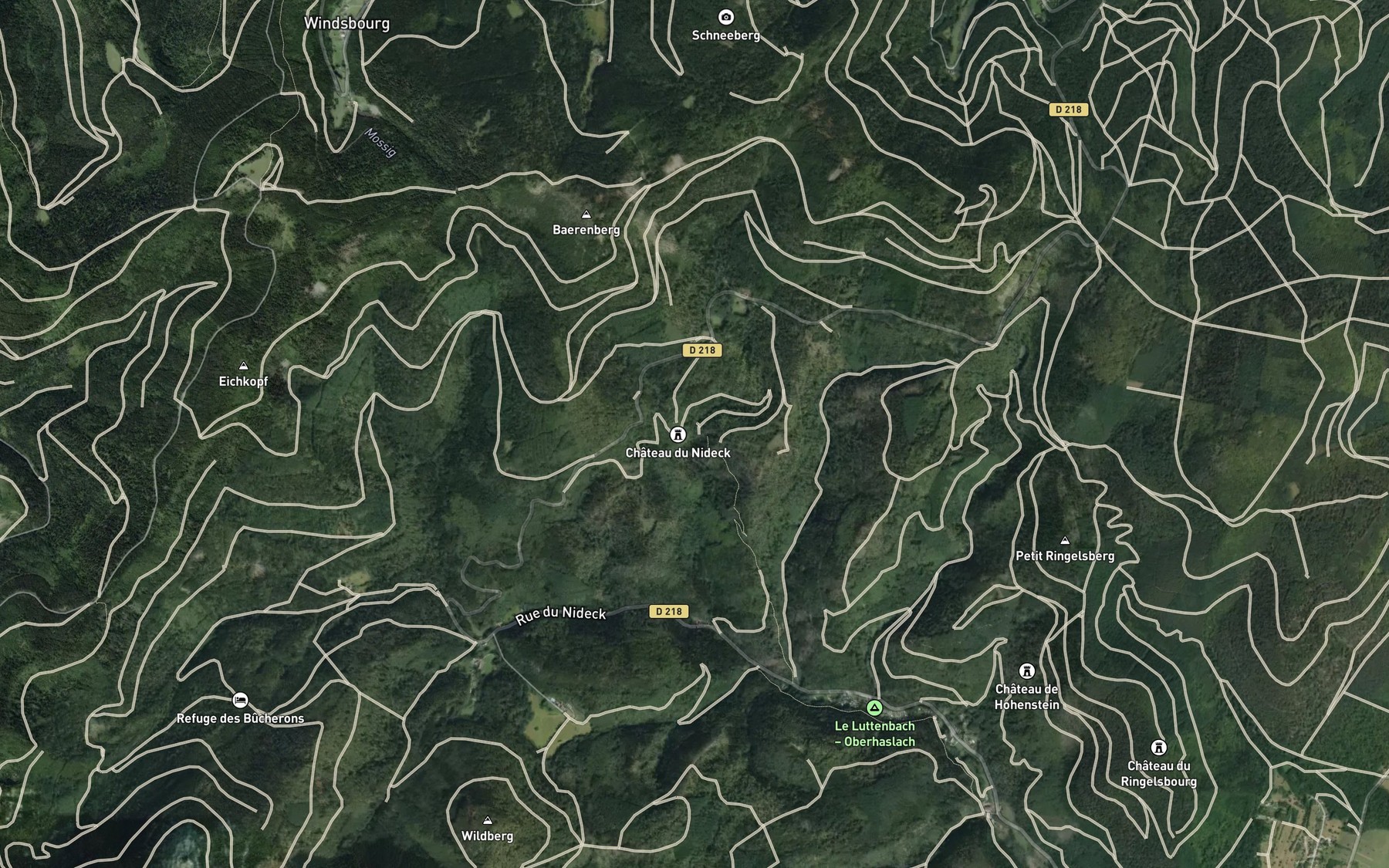 Satellite map of the Cascade du Nideck