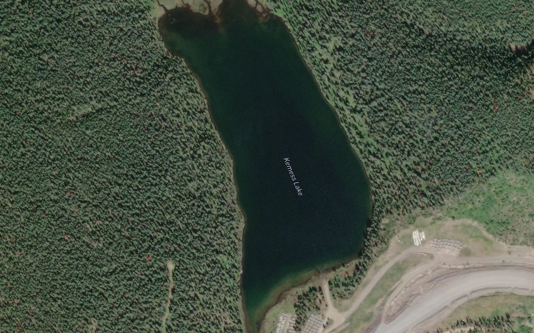 Satellite map of the Kemess Lake