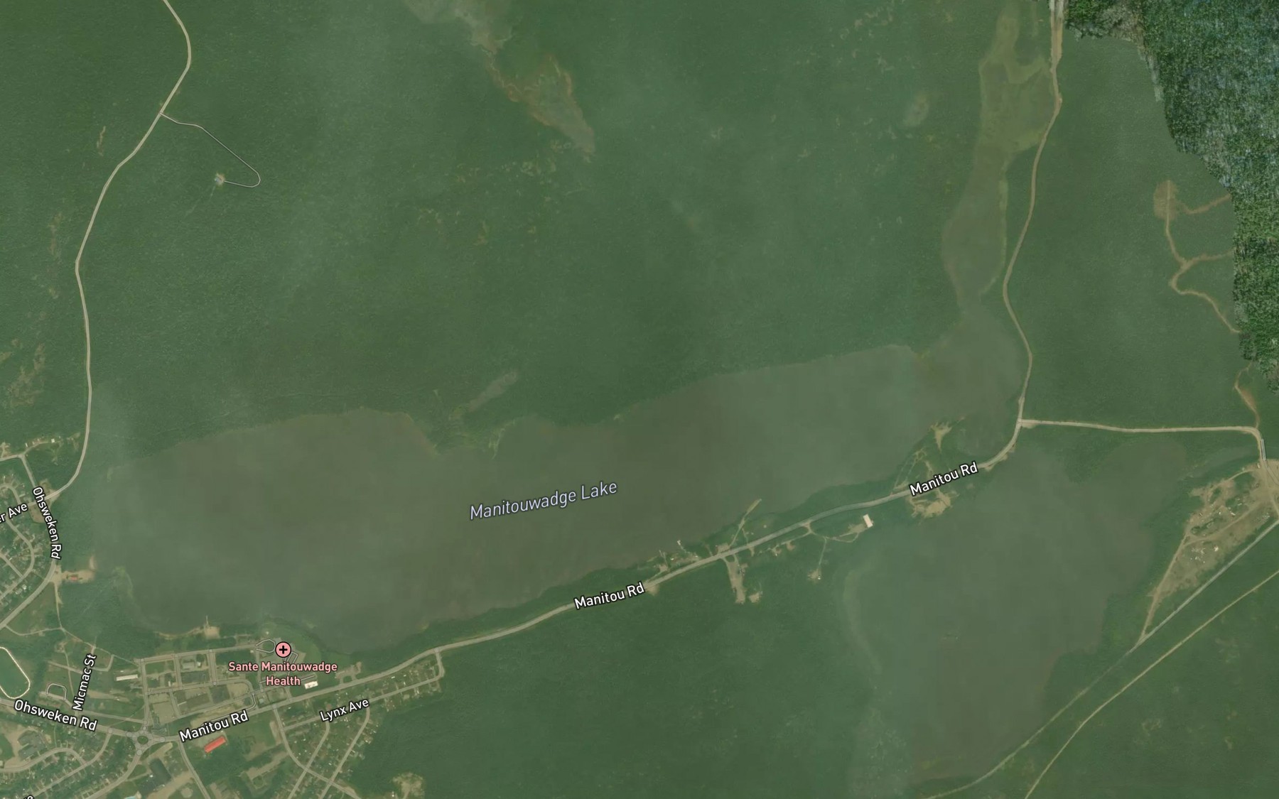 Satellite map of the Manitouwadge Lake