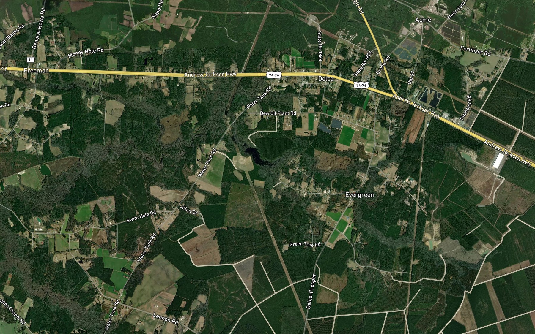 Satellite map of the Mill Branch