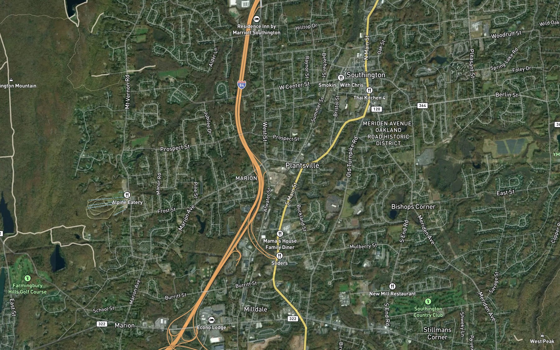 Satellite map of the Plants Pond
