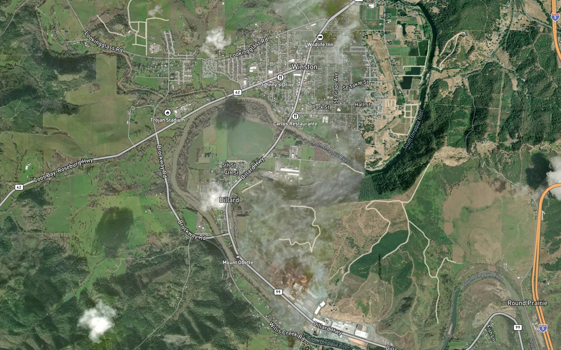 Satellite map of the Pacific Plywood Corporation Log Pond