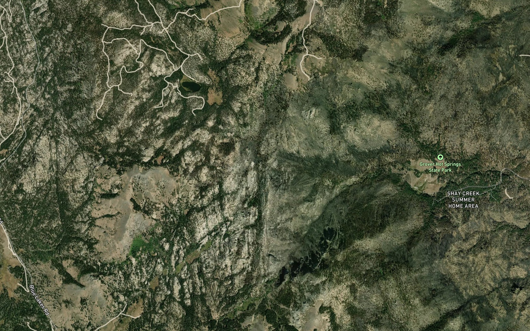 Satellite map of the Charity Valley Creek