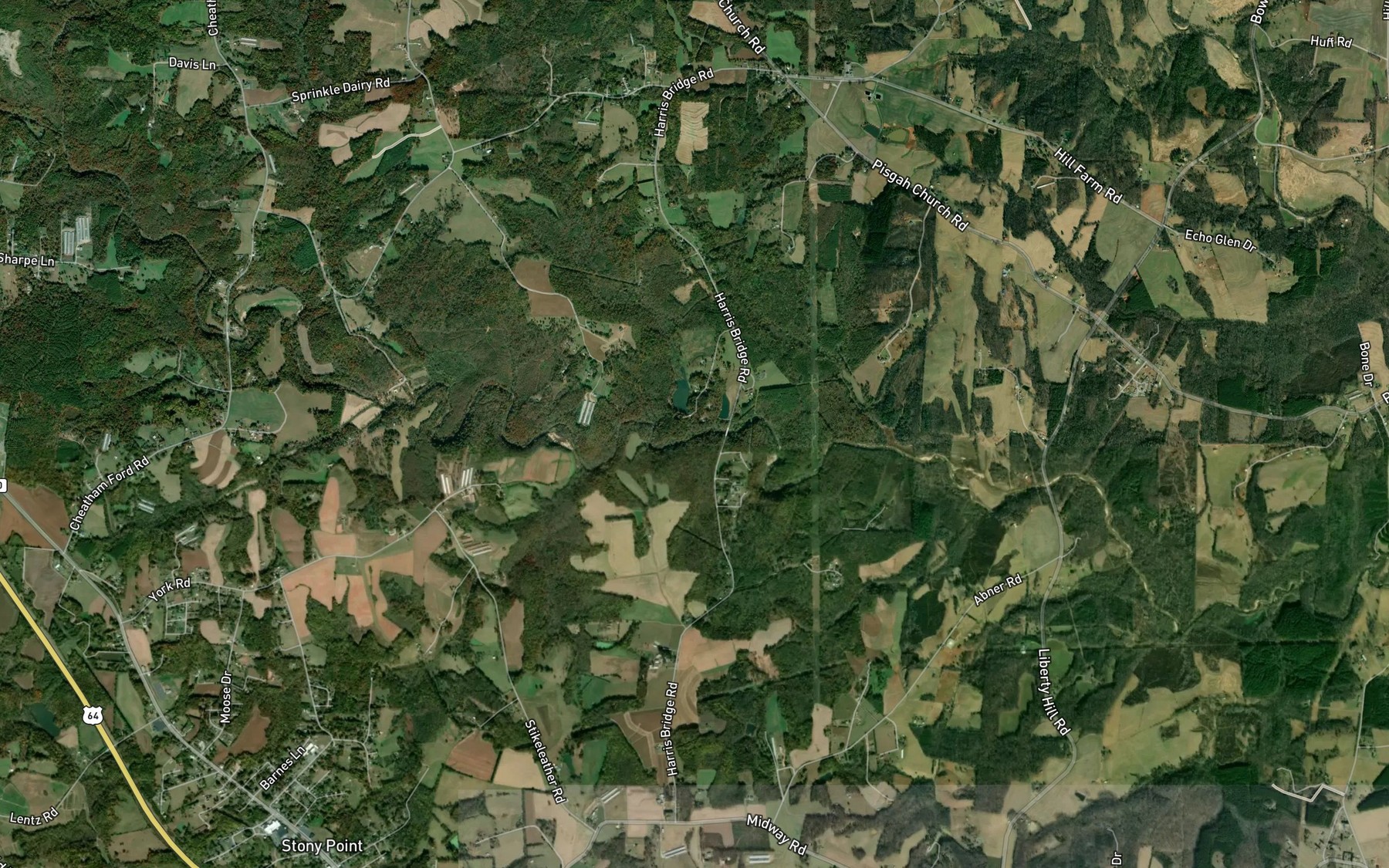 Satellite map of the Harve Creek