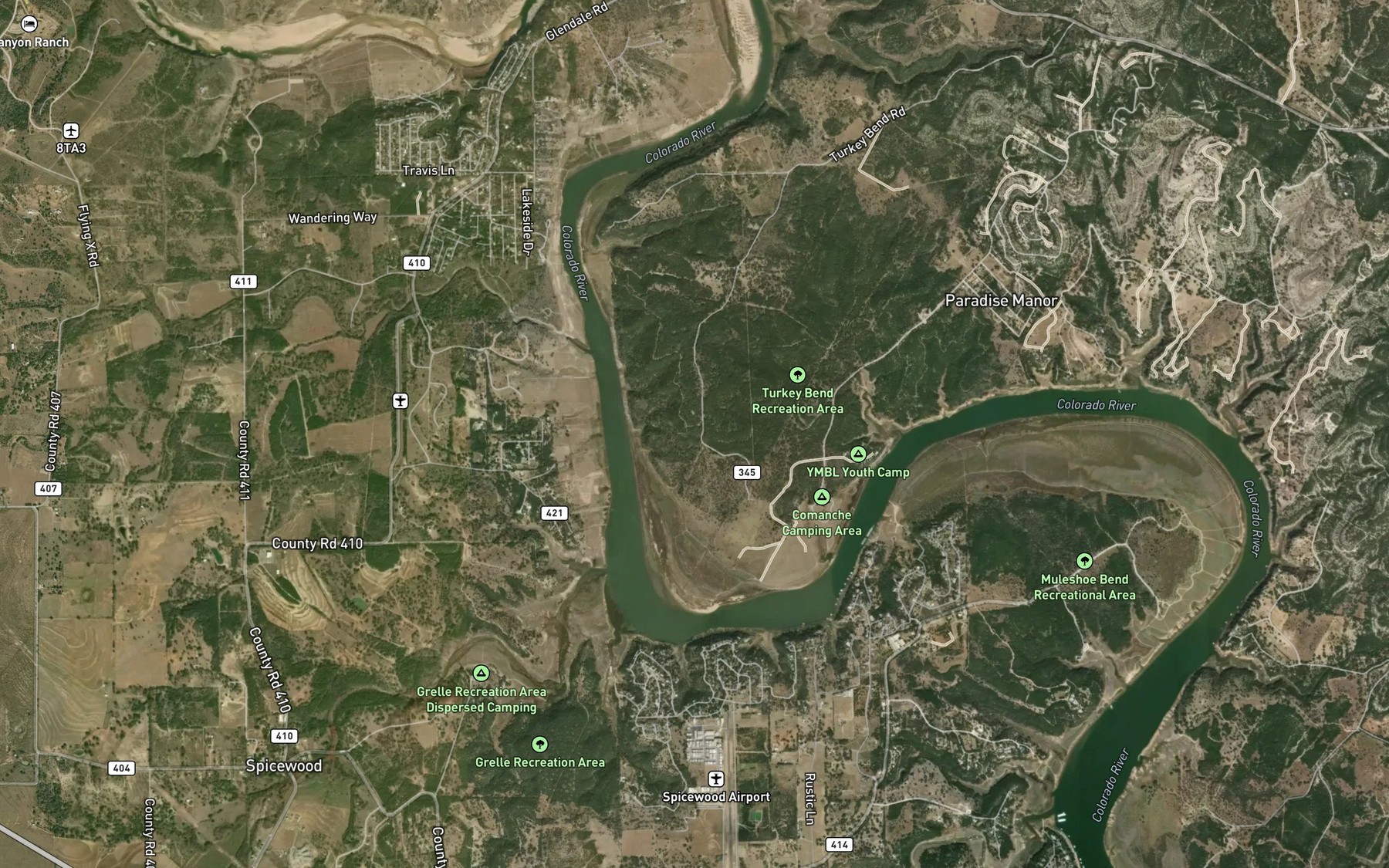 Satellite map of the Turkey Bend