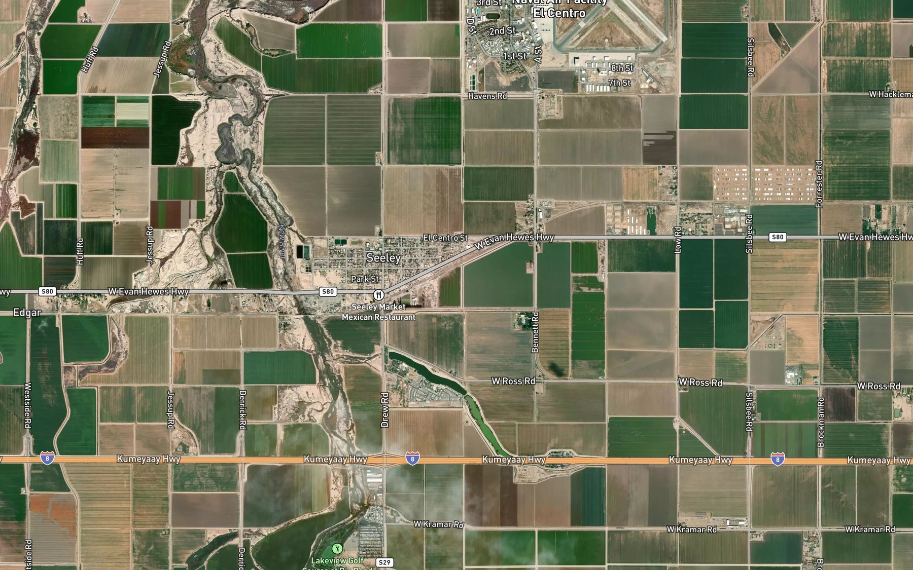 Satellite map of the Seeley Drain