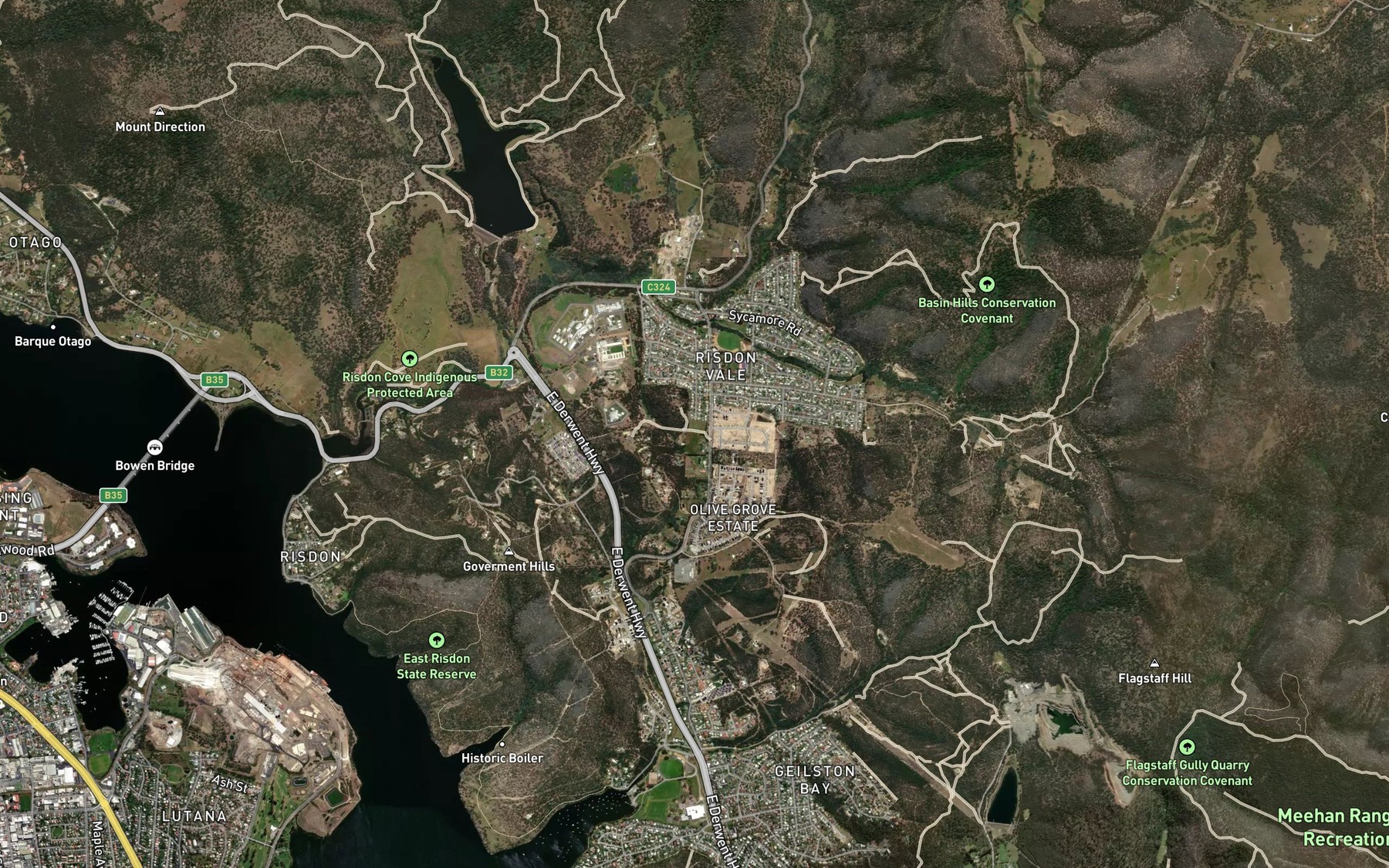 Satellite map of the Grass Tree Hill Rivulet