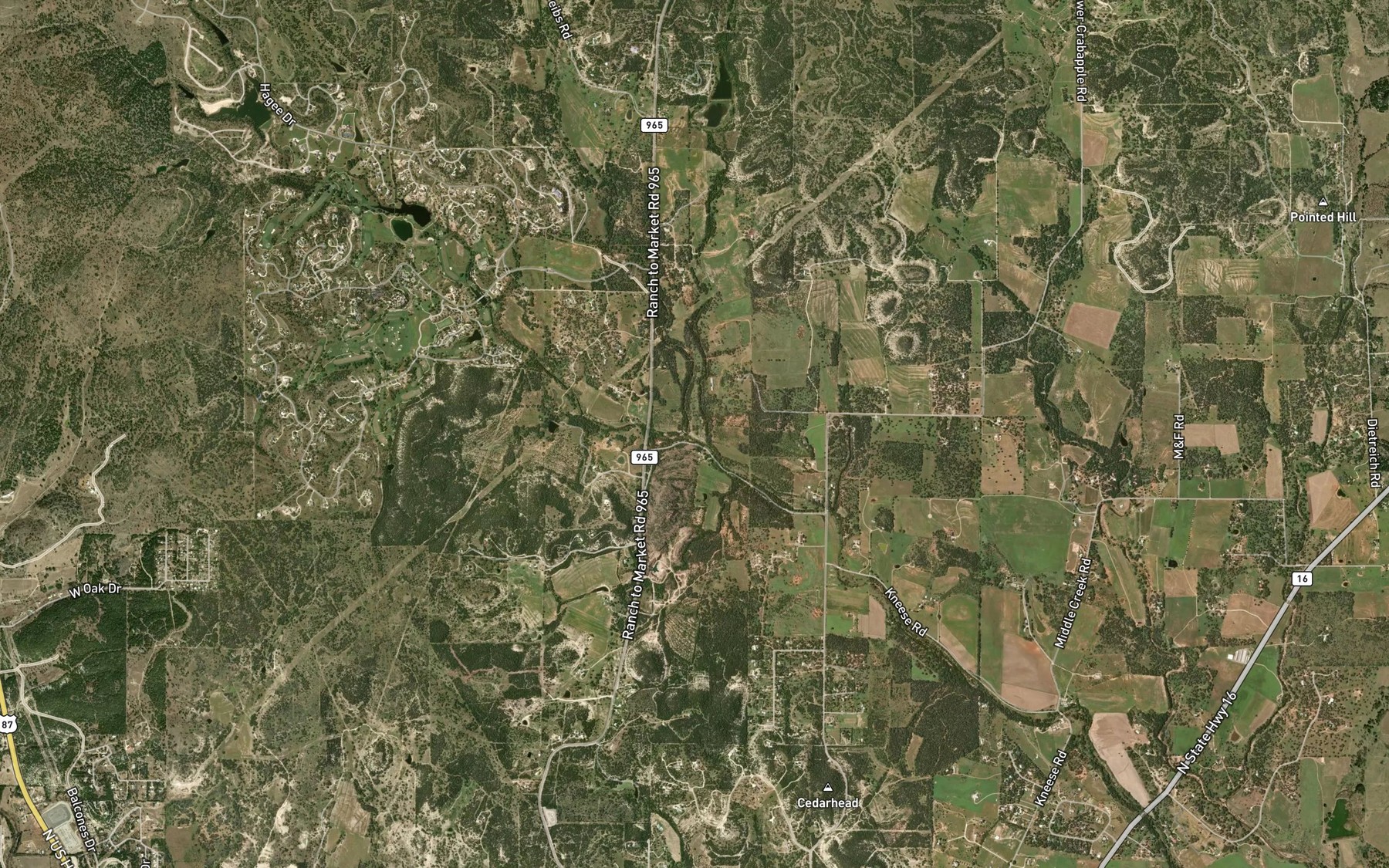 Satellite map of the Treibs Creek