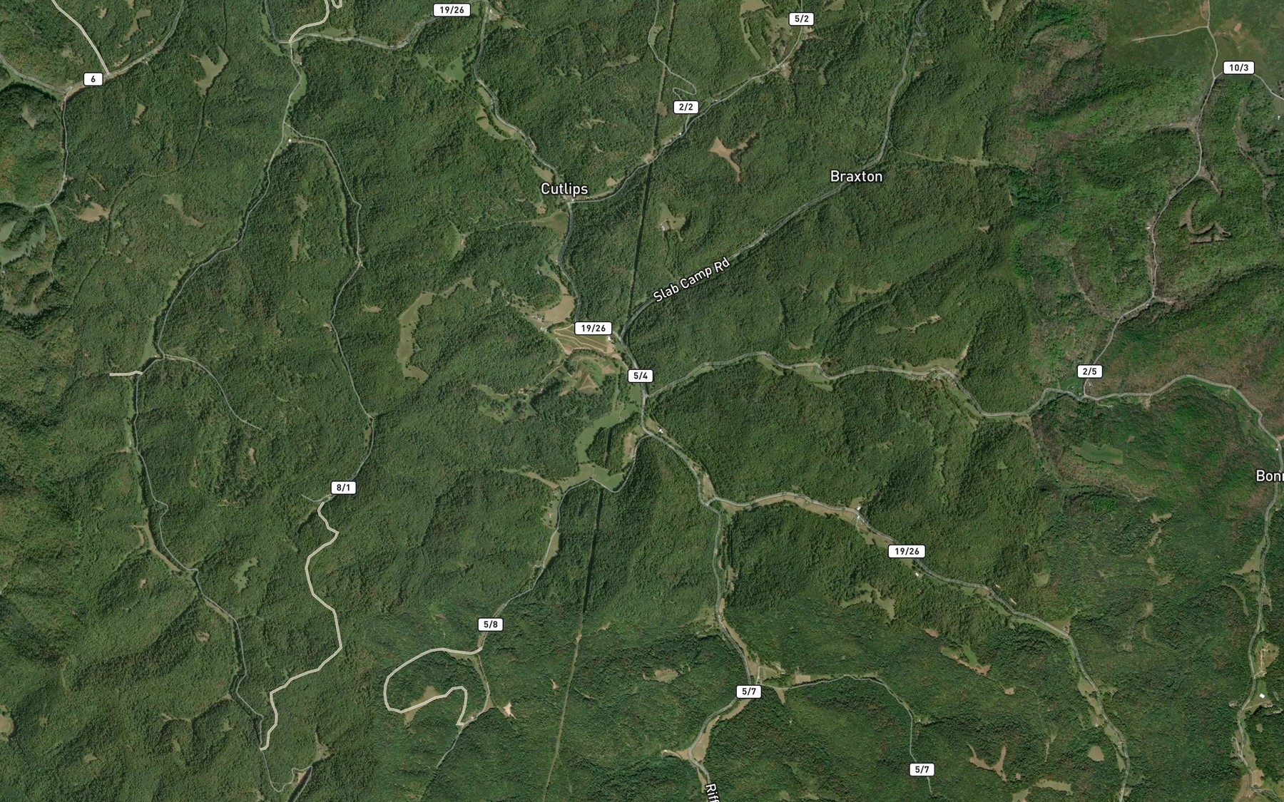 Satellite map of the Right Fork Cedar Creek