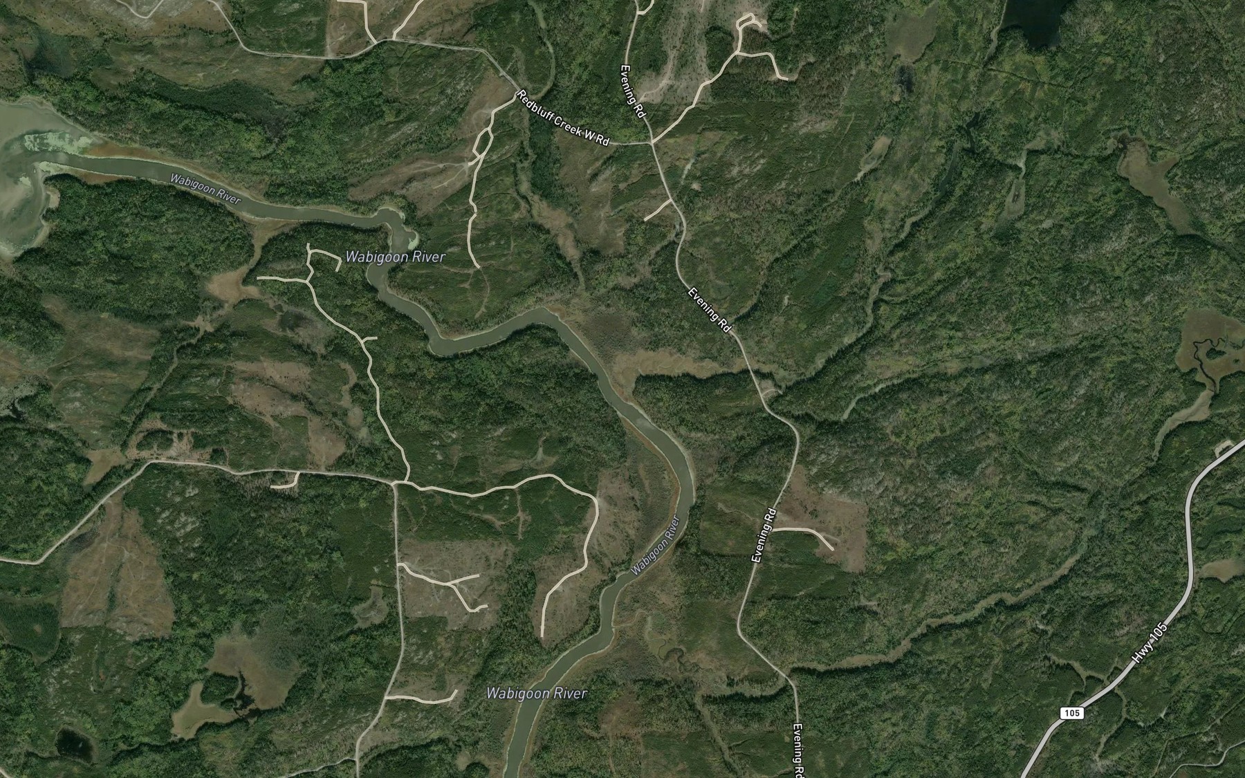 Satellite map of the Redbluff Creek