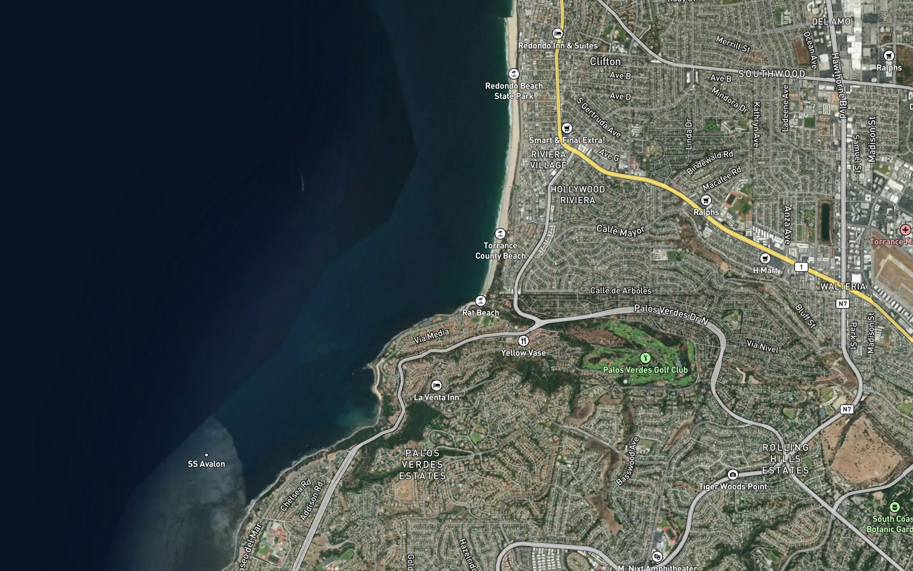 Satellite map of the Malaga Cove