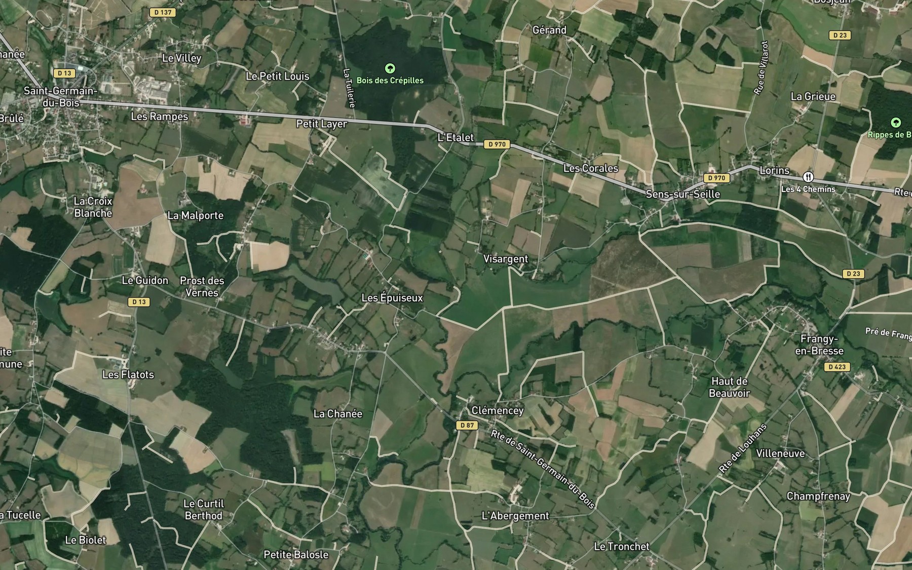 Satellite map of the Brenne