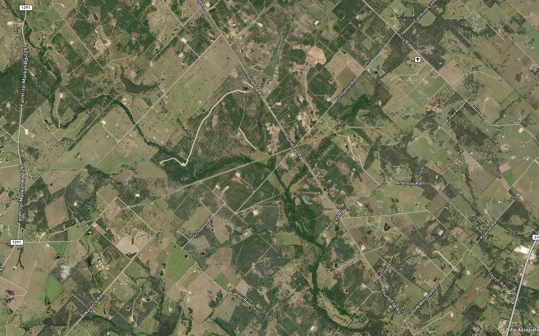 Satellite map of the Flat Creek