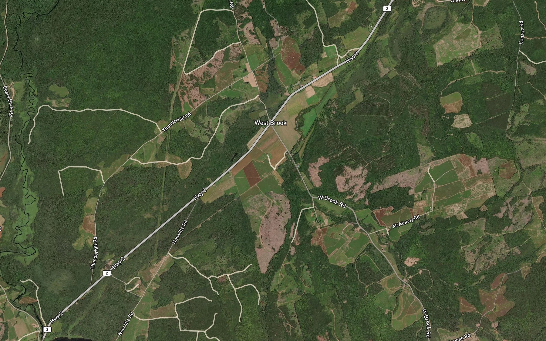 Satellite map of the Fordyce Brook